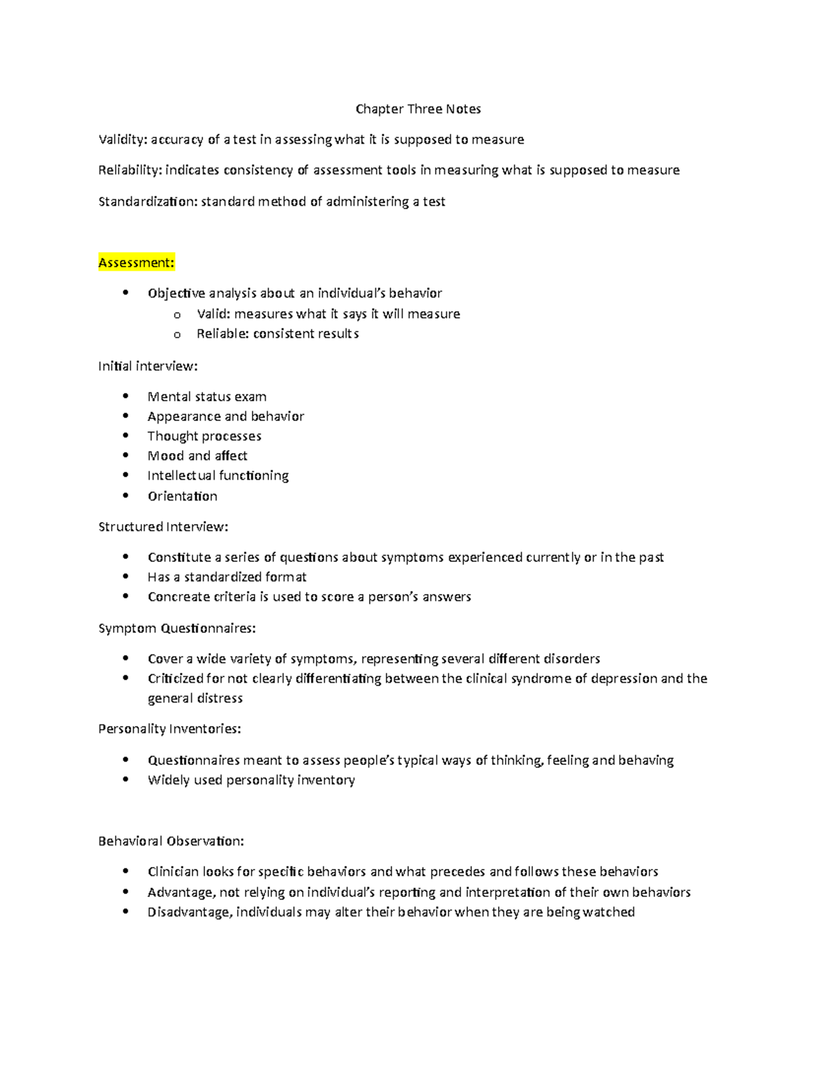 Chapter Three Notes - Studocu