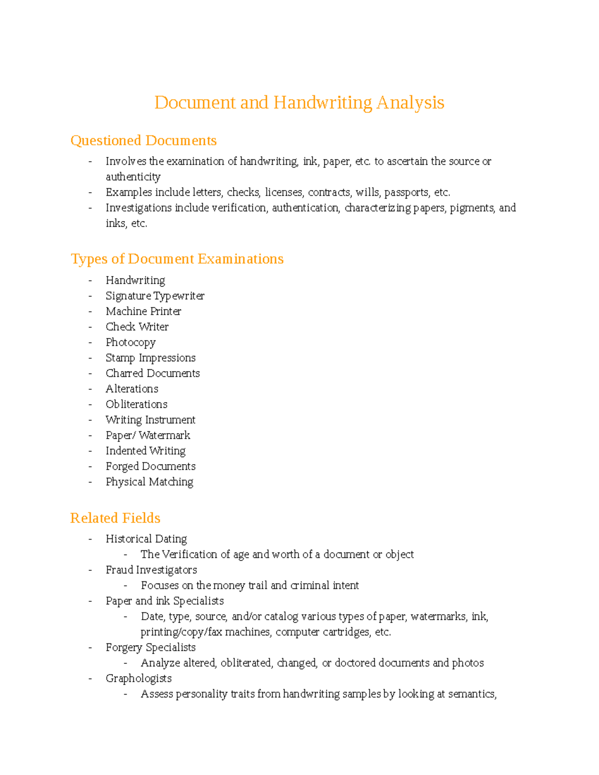 Unit 12- Document and Handwriting Analysis - Document and Handwriting ...