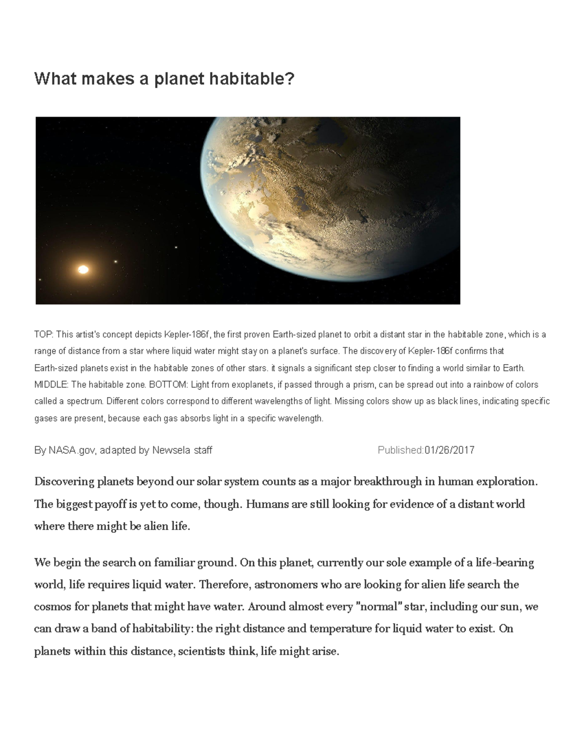 What renders a planet habitable? - What makes a planet habitable? TOP ...