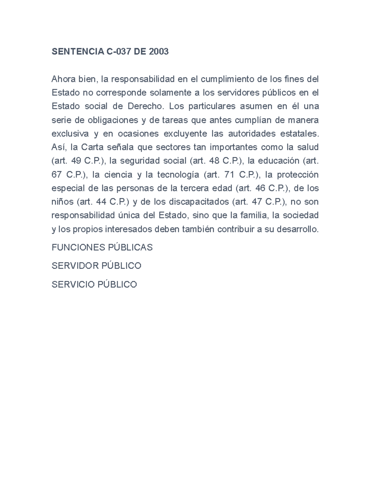 Sentencia C 037 de 2003 - Excelente - SENTENCIA C-037 DE 2003 Ahora