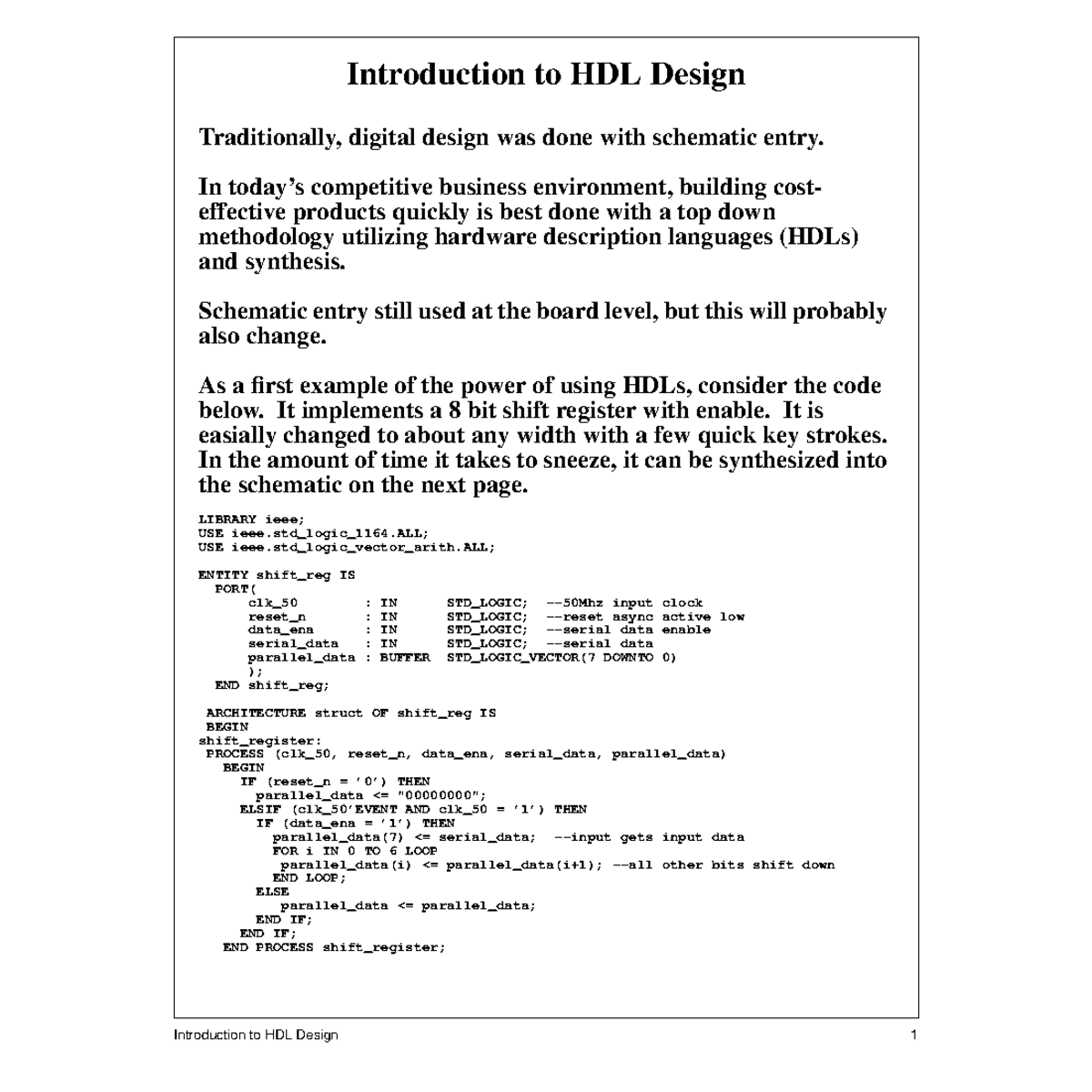 Intro to hdl design - pppsd - Introduction to HDL Design Traditionally ...