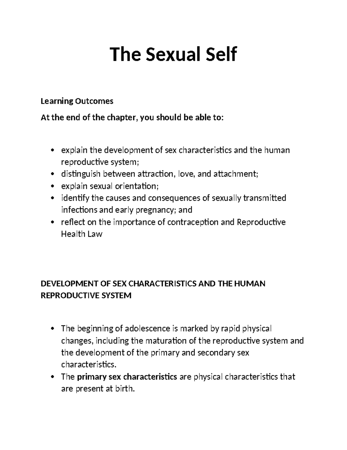 The Sexual Self Understanding The Self The Sexual Self Learning Outcomes At The End Of The 6368