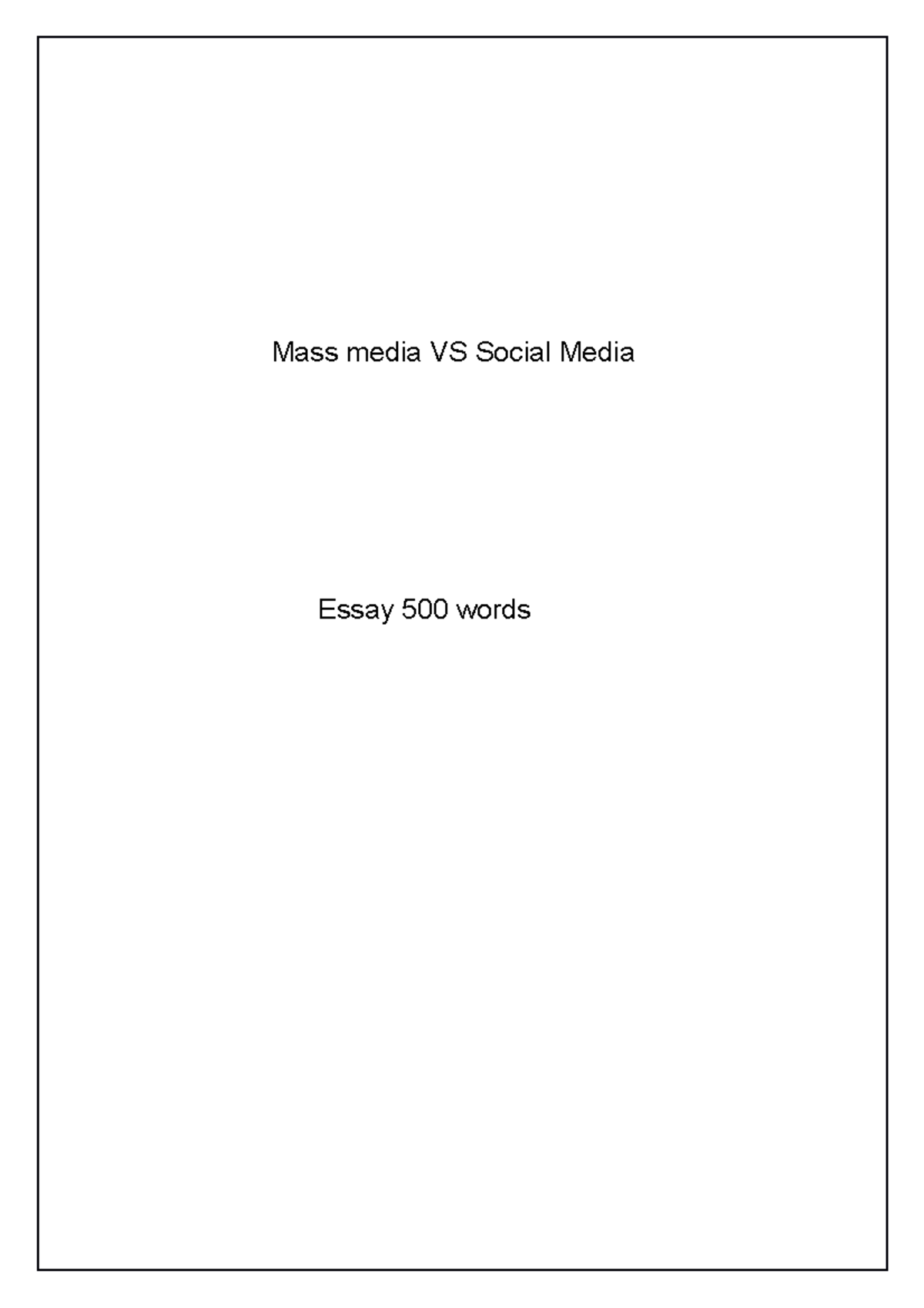 short essay on mass media