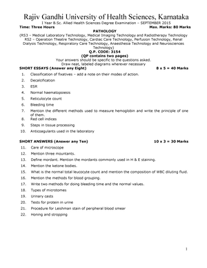 SEP 2015 3 Anesthesia Question papers and notes Rajiv Gandhi