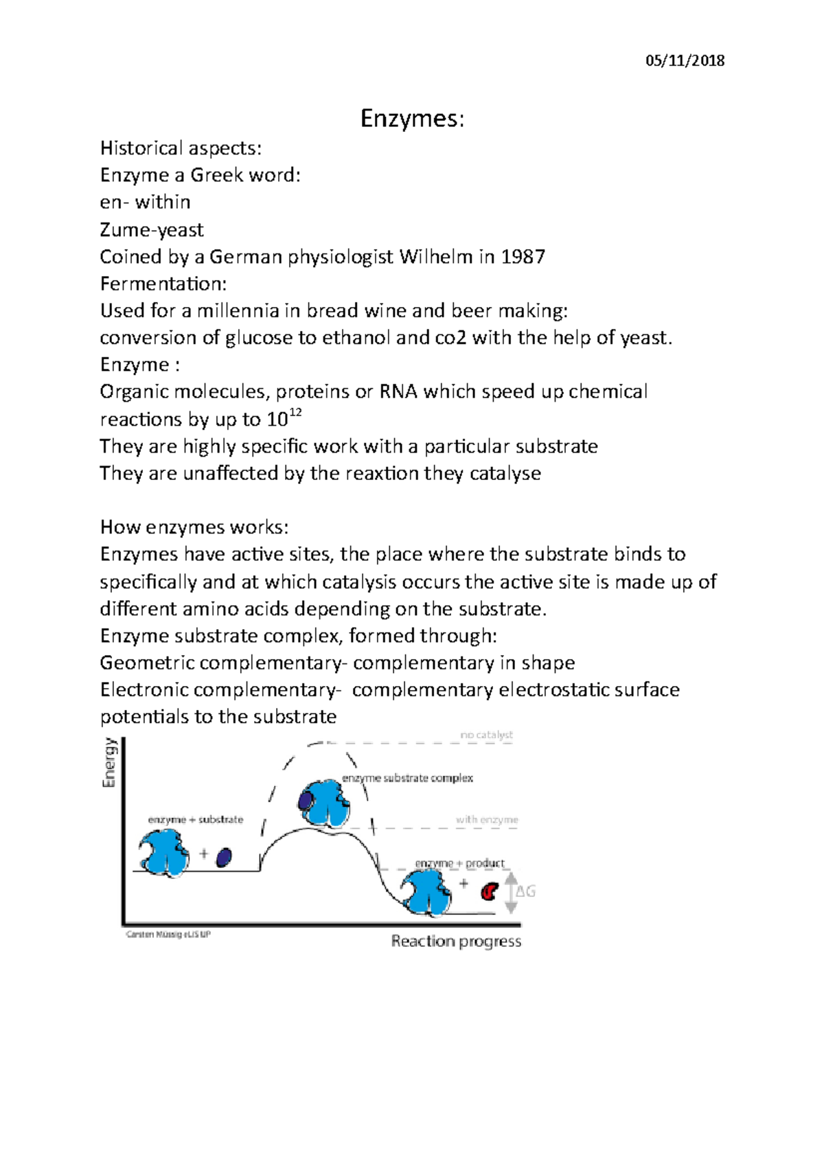 Enzymes5 Enzymes 05/11/2018 Enzymes Historical aspects Enzyme a