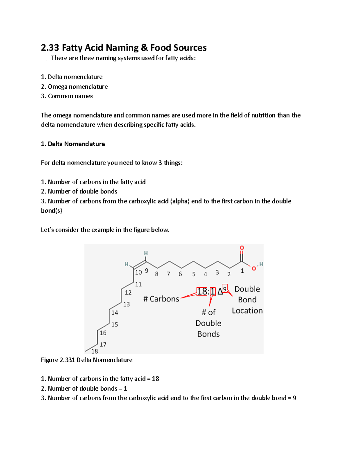 2.33 Fatty Acid Naming & Food Sources 2 Fatty Acid Naming & Food