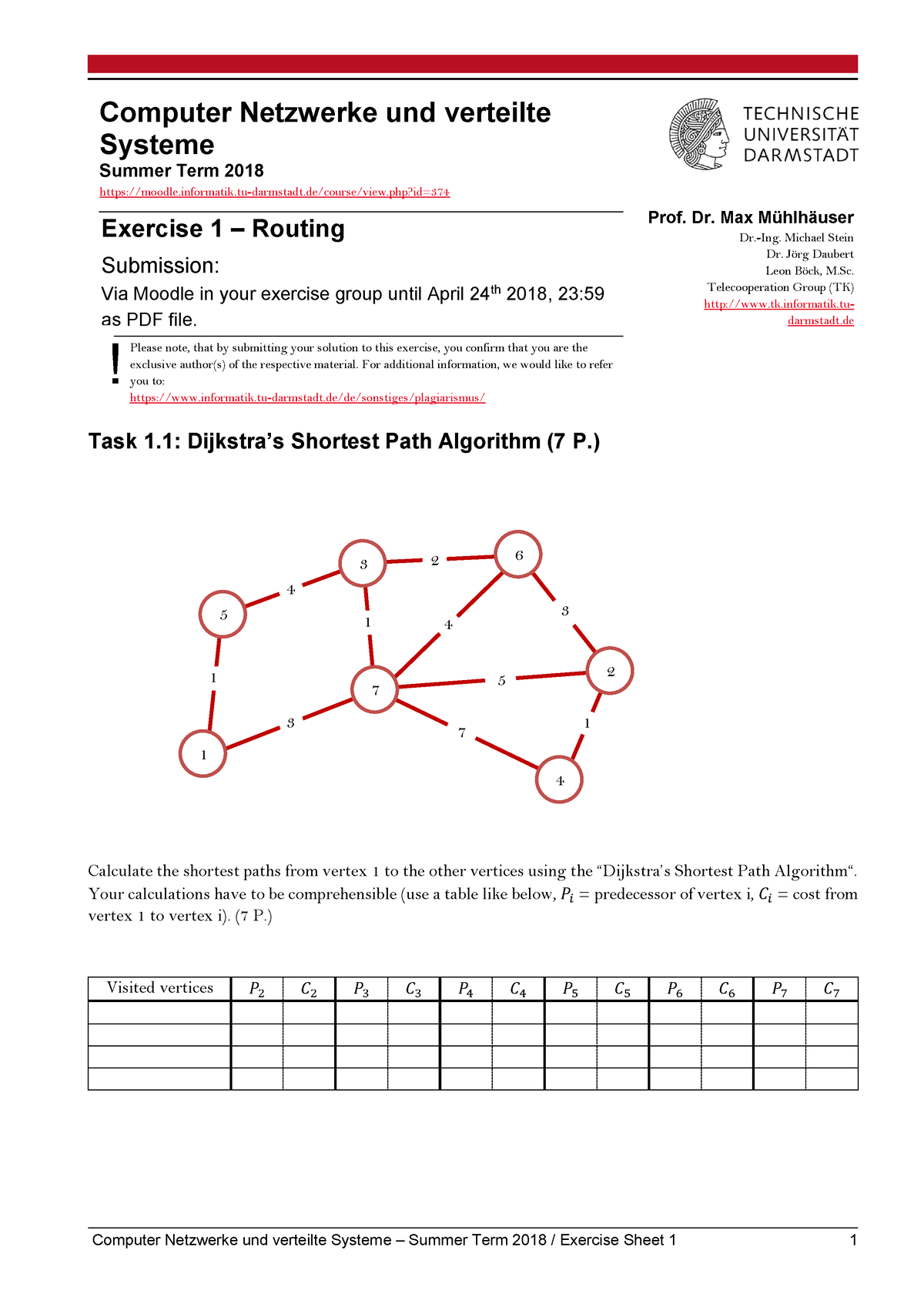 Exercise 1 - Computer Netzwerke Und Verteilte Systeme – Summer Term ...