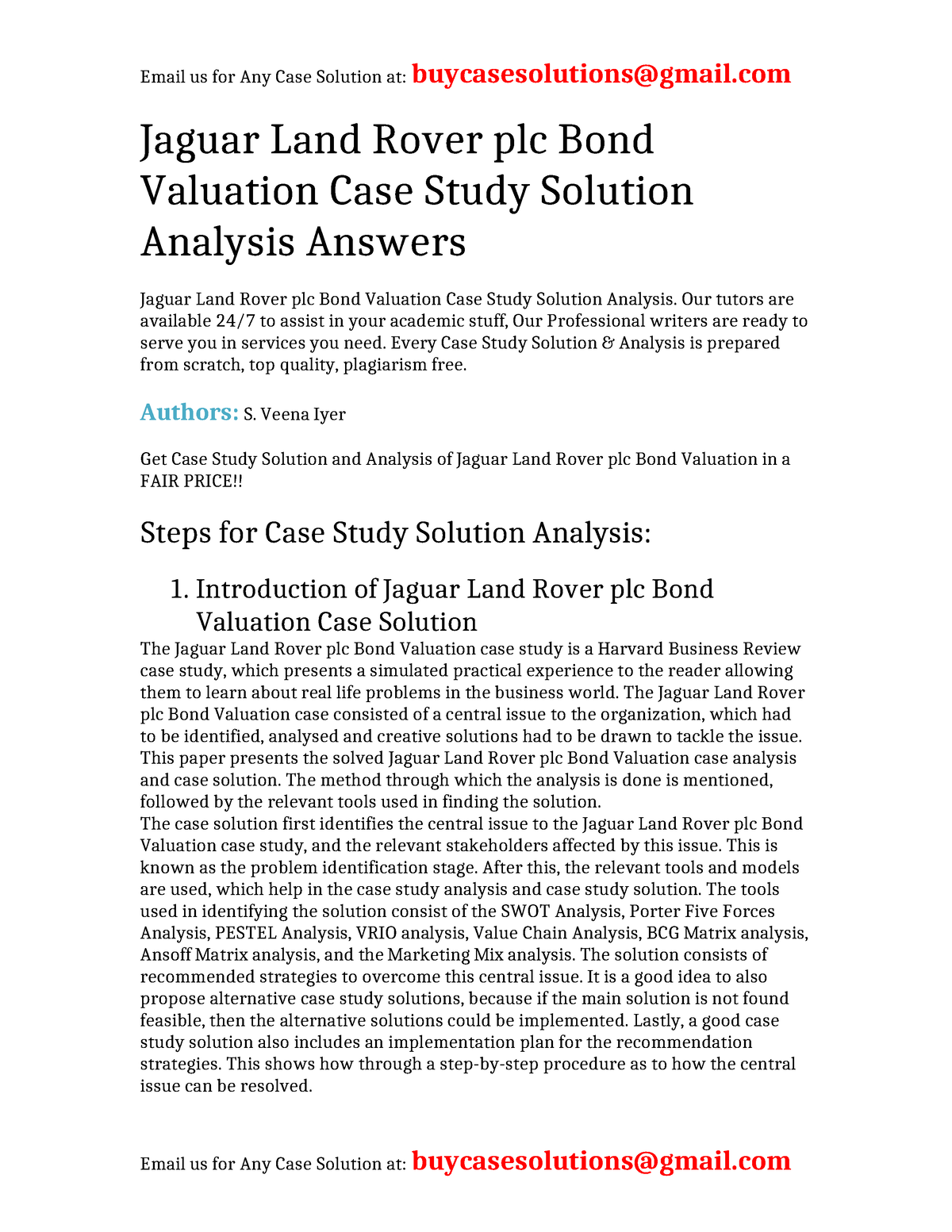 jaguar land rover bond valuation case study solution