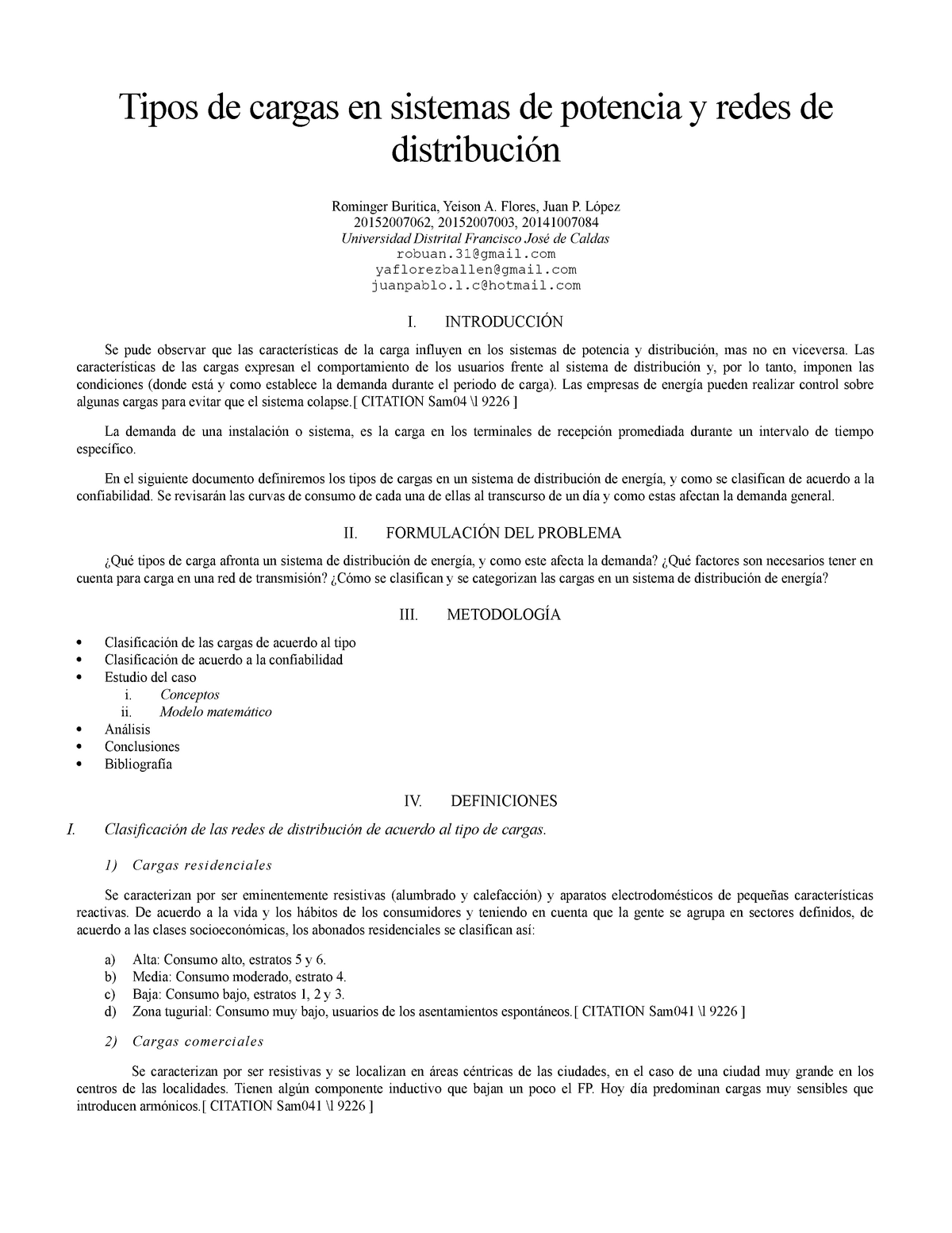 Trabajo Escrito Tipos De Carga Tipos De Cargas En Sistemas De Potencia Y Redes De Rominger 0321