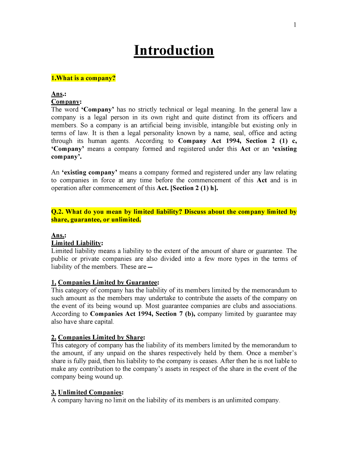 ICAB Business Law (Knowledge Level)- Question With Answer - Lecture ...