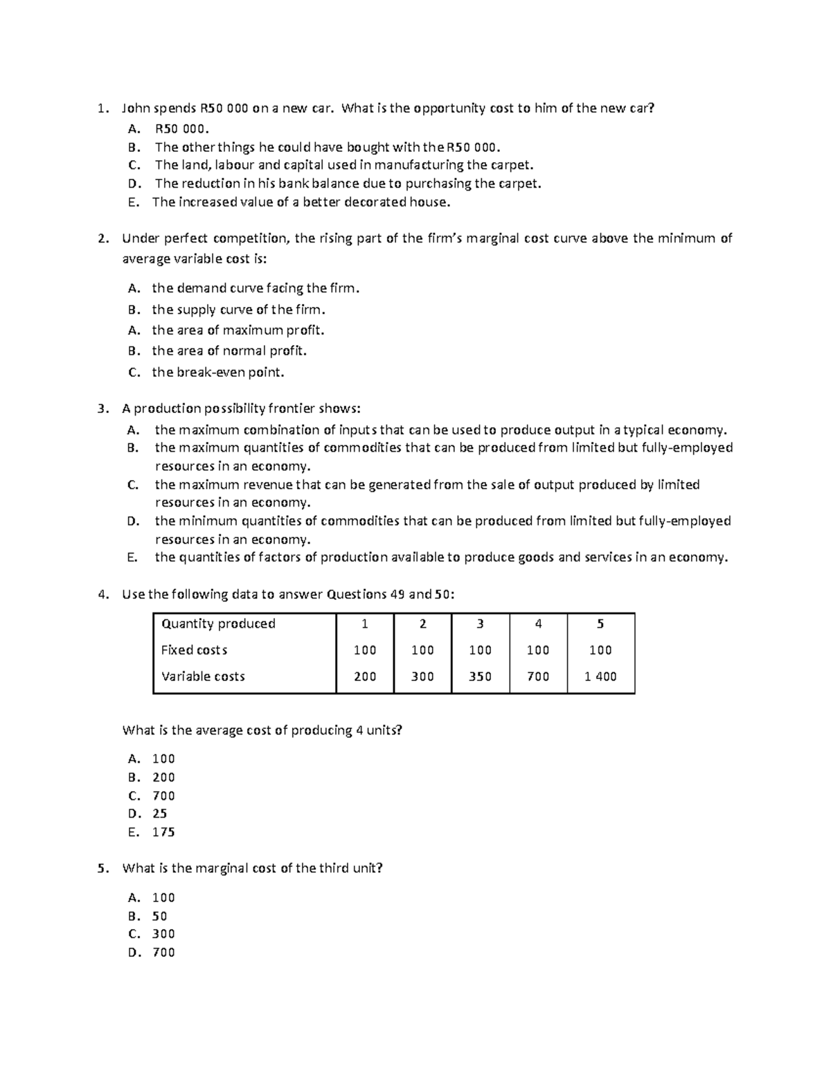 Compulsory Semester Assignment 2022 Microeconomics - John spends R50 ...