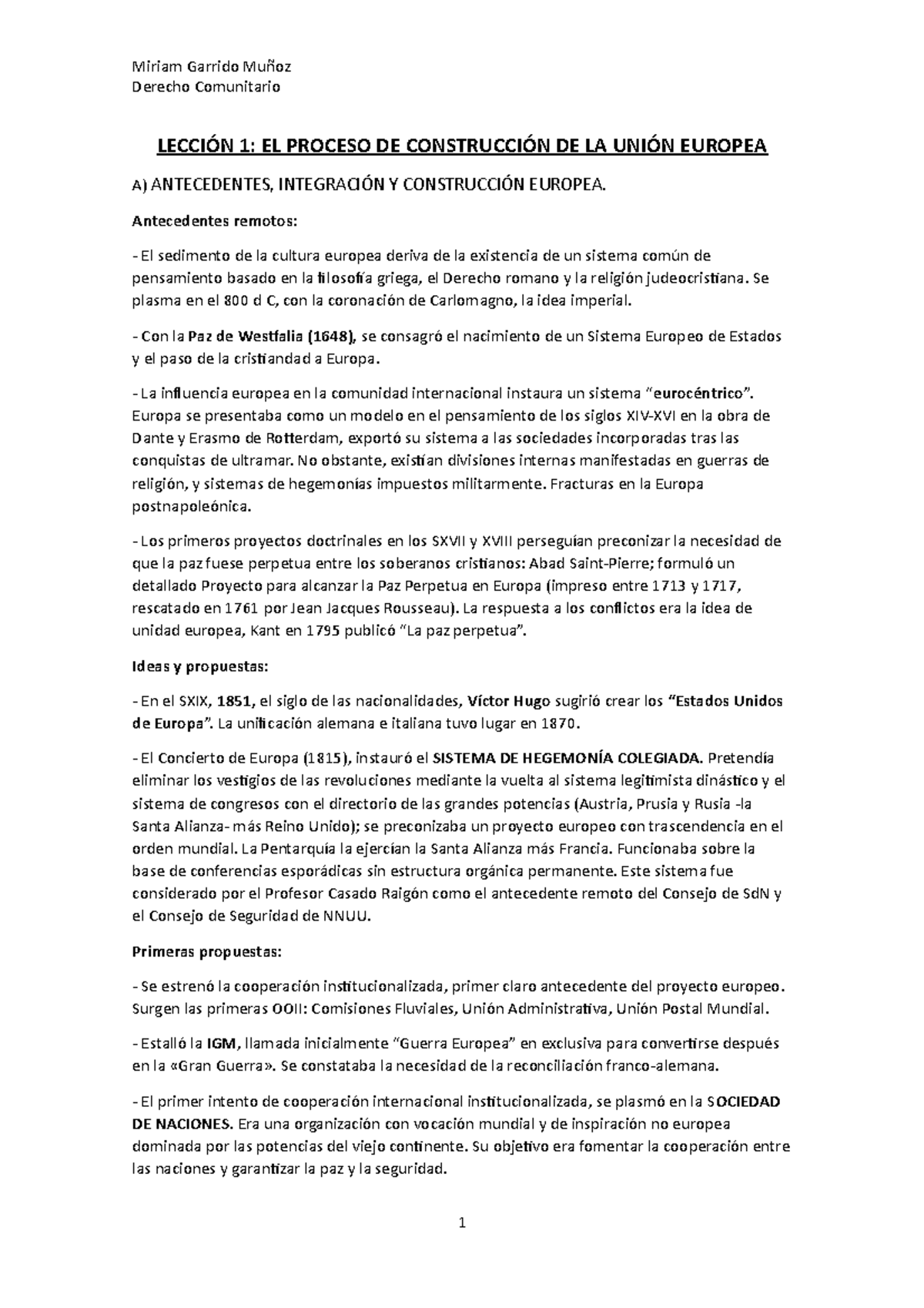 LecciÓn 1 EL Proceso DE ConstrucciÓn DE LA UniÓn Europea - Miriam ...
