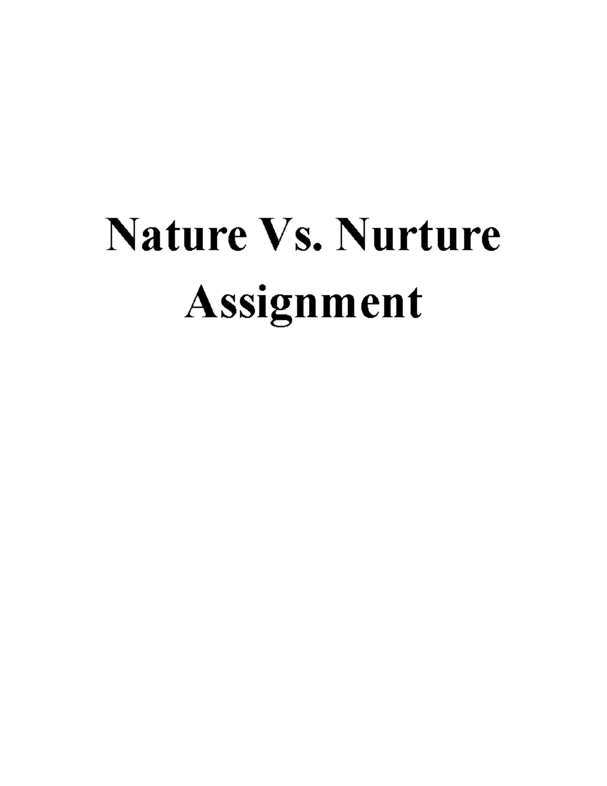 psychology nature vs nurture assignment