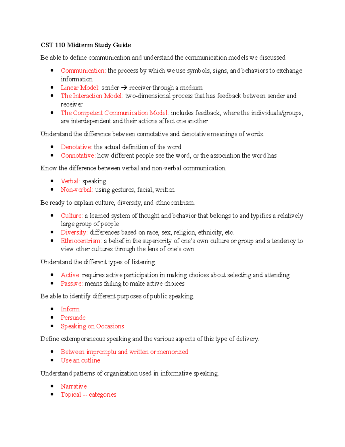 CST 110 Midterm Study Guide - CST 110 Midterm Study Guide Be Able To ...