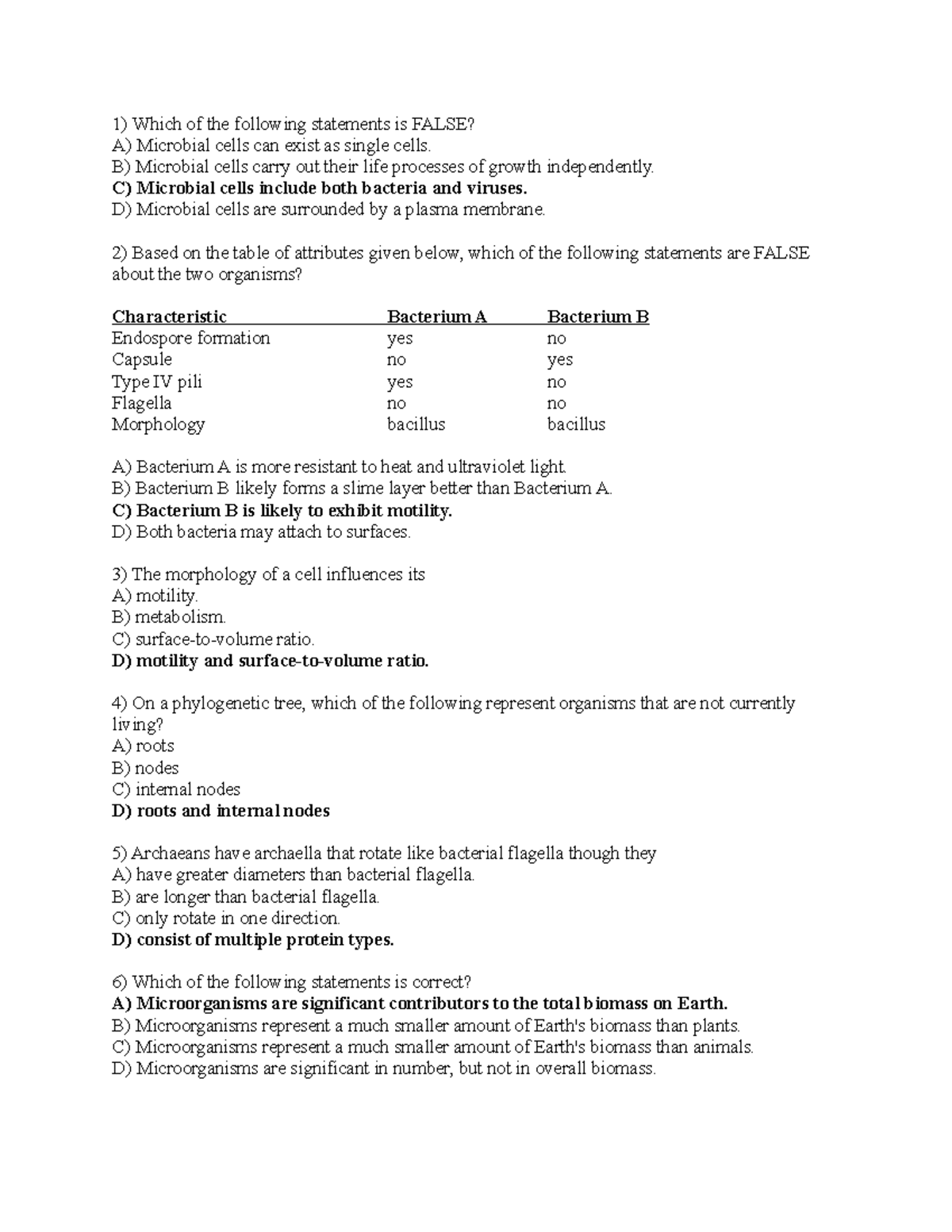 Test 1 practice exam KEY Which of the following statements is FALSE