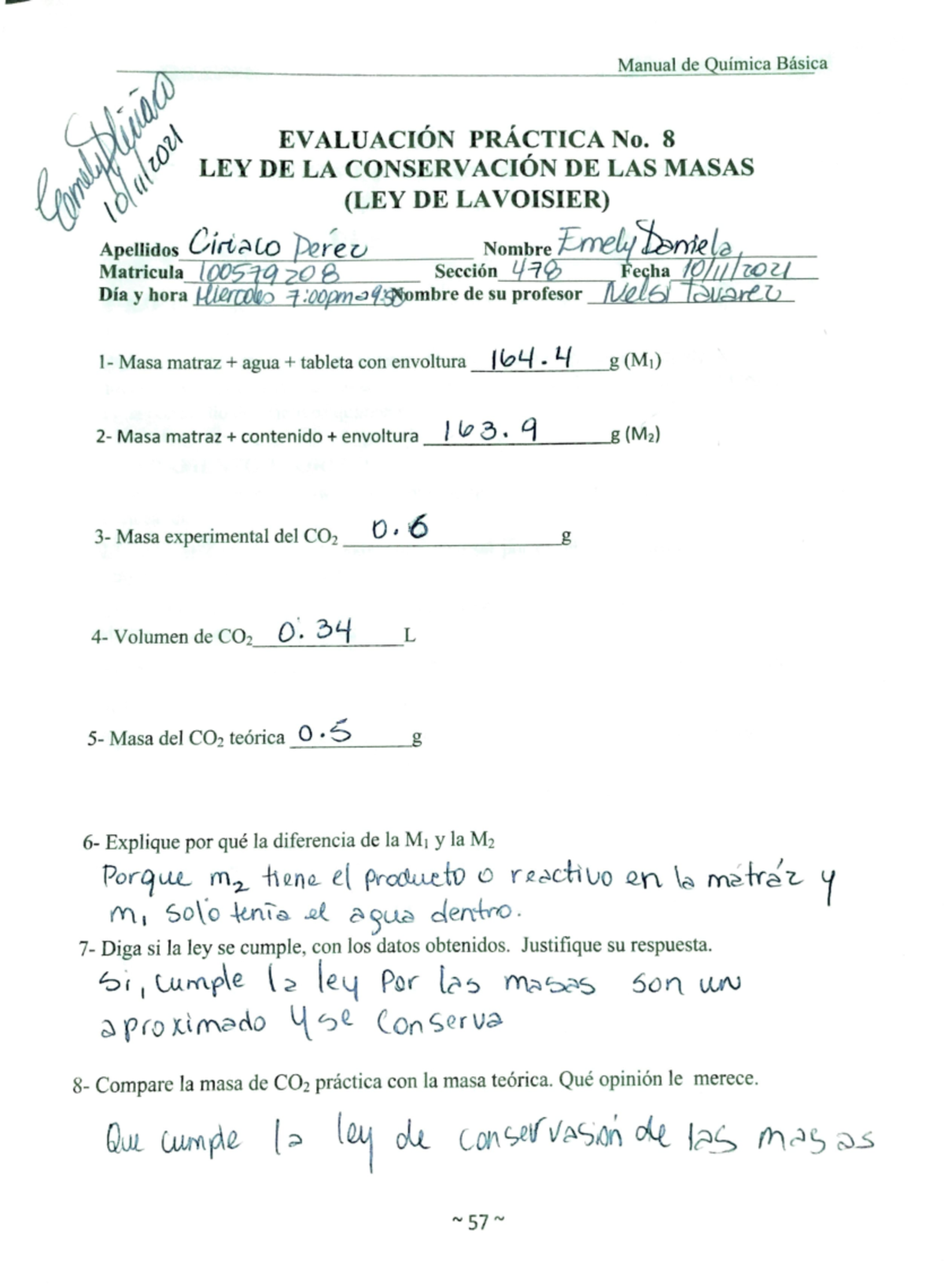 Practica 8 quimica lab Práctica 8 llena de química basic uasd manual de práctica Studocu