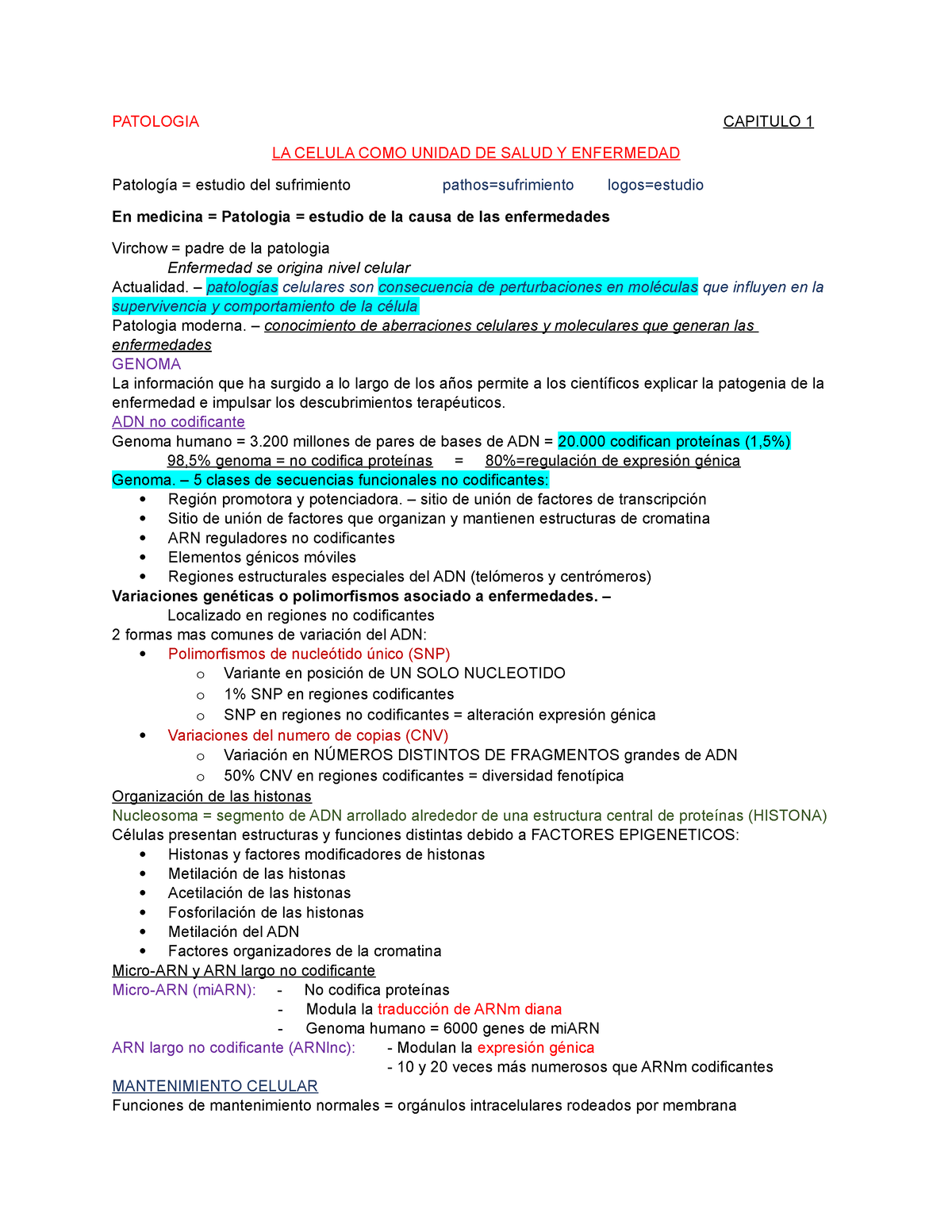 Patologia Capitulo 1 2 - PATOLOGIA CAPITULO 1 LA CELULA COMO UNIDAD DE  SALUD Y ENFERMEDAD Patología - Studocu