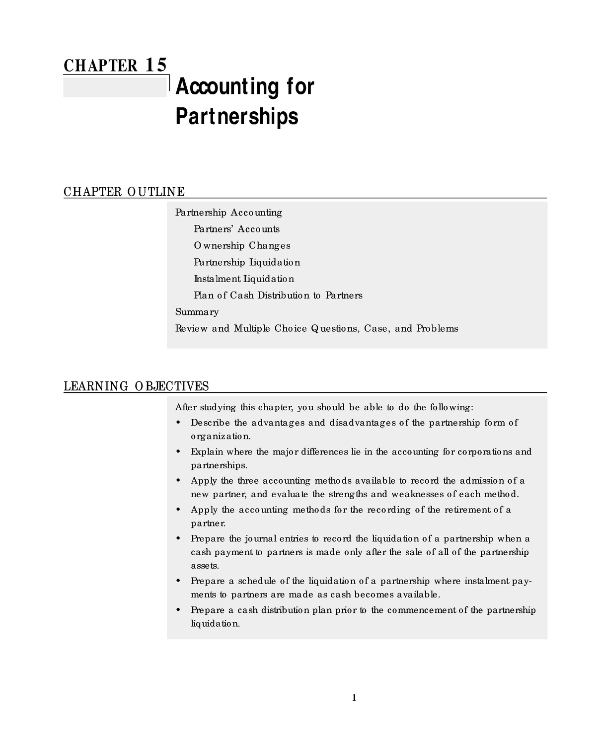 Partnership Accounting Chap 15, Mc Graw Hill-1 - CHAPTER 15 Accounting ...