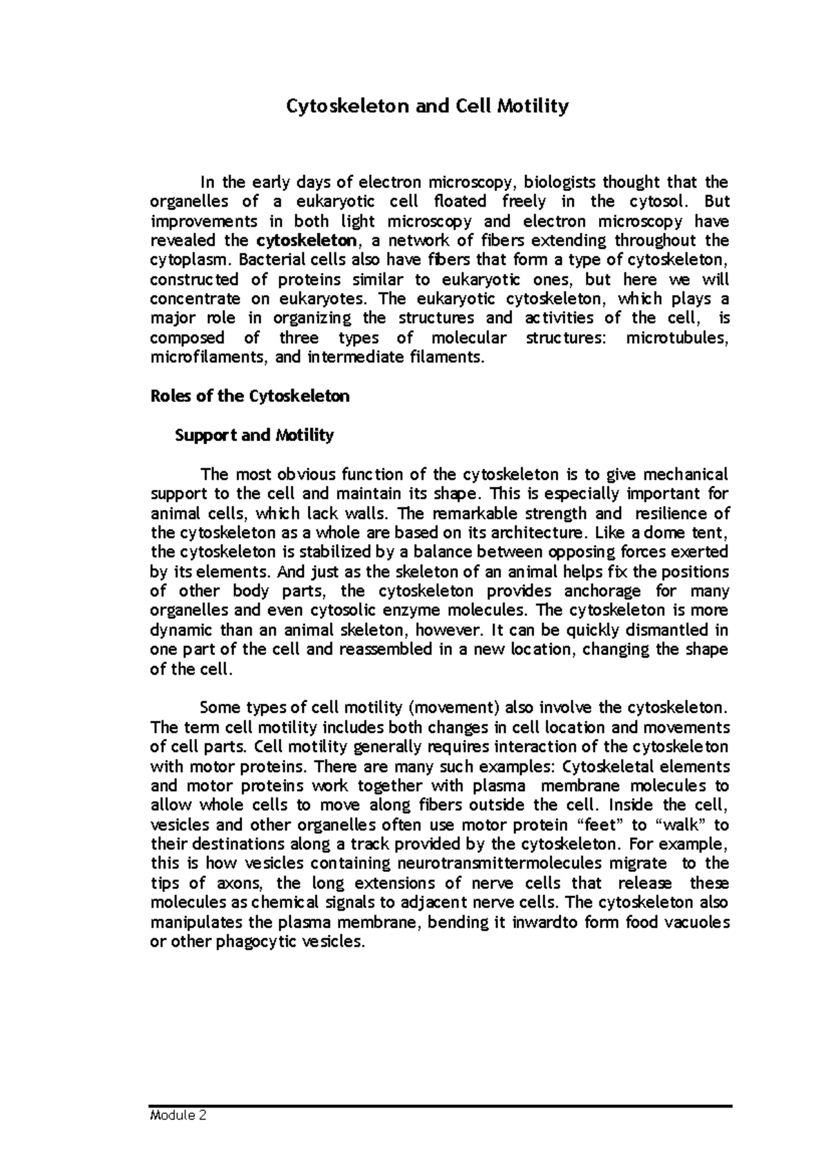 Cytoskeleton and Cell Motility - But improvements in both light ...