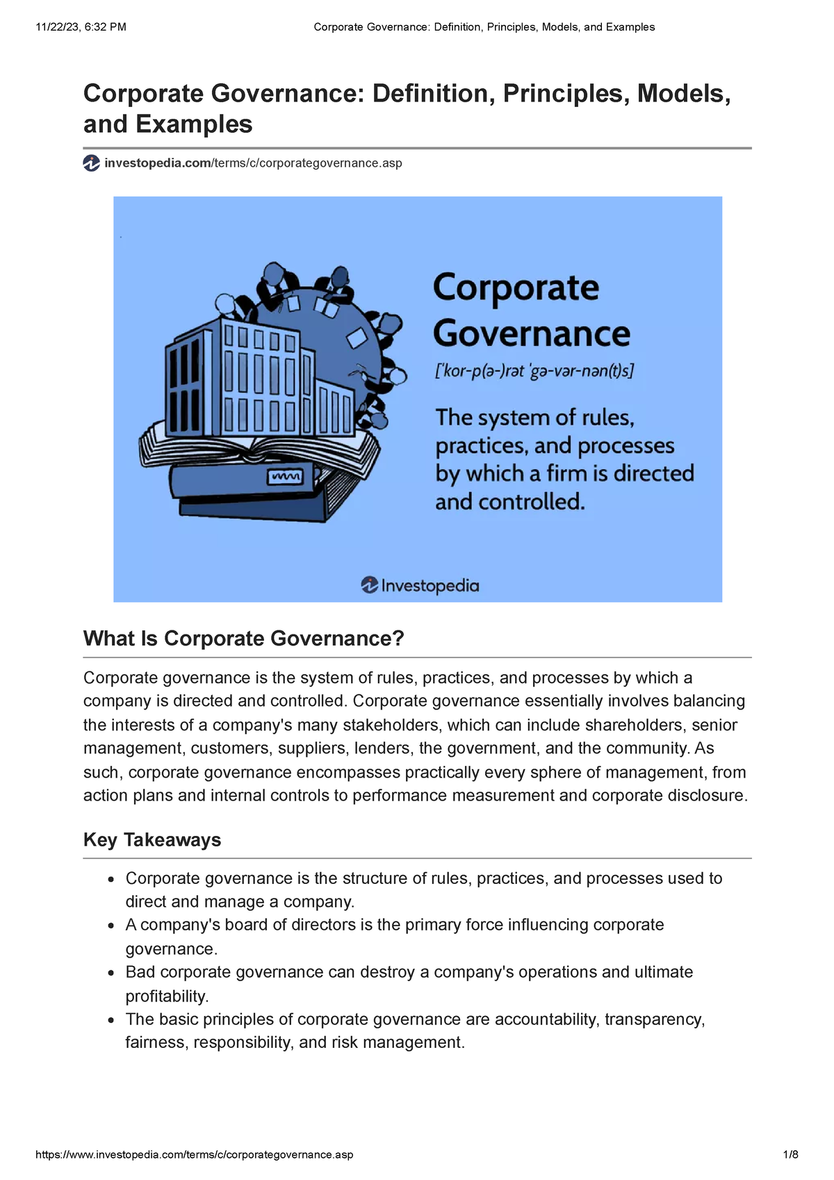 corporate governance definition essay