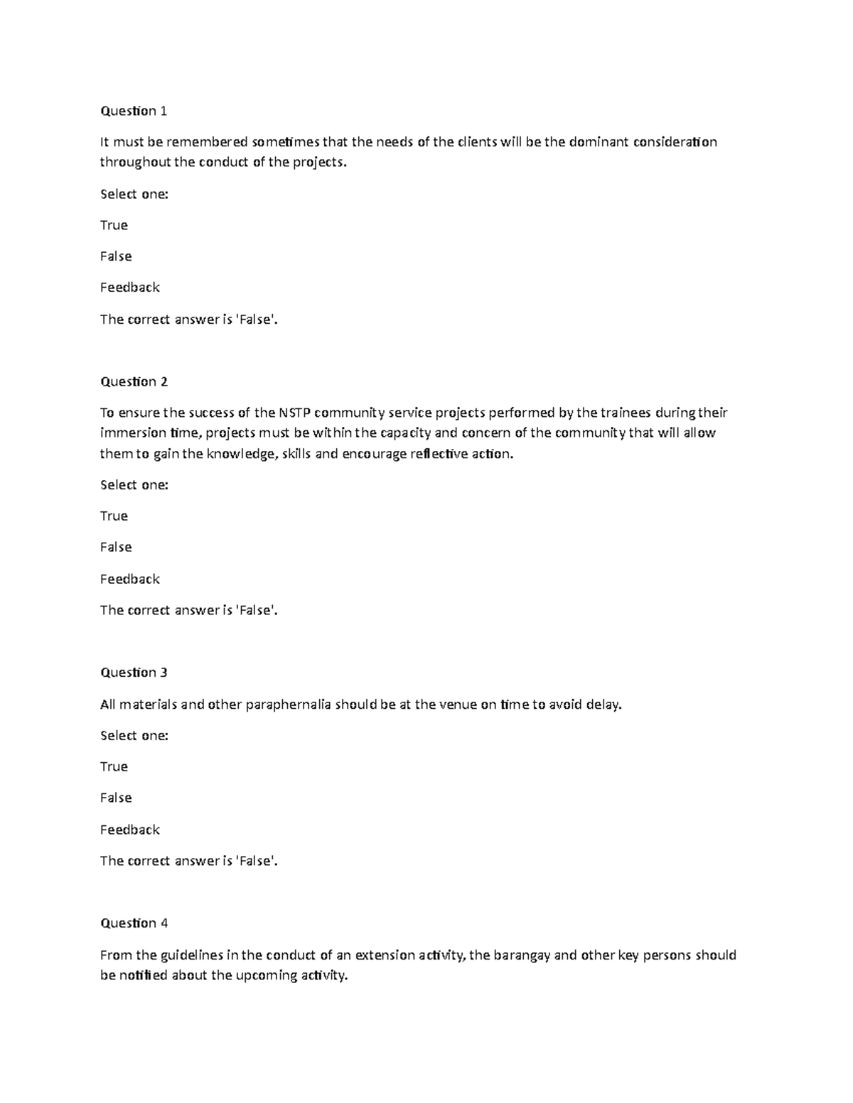 Khalie Bang NSTP Questions - Question 1 It must be remembered sometimes ...