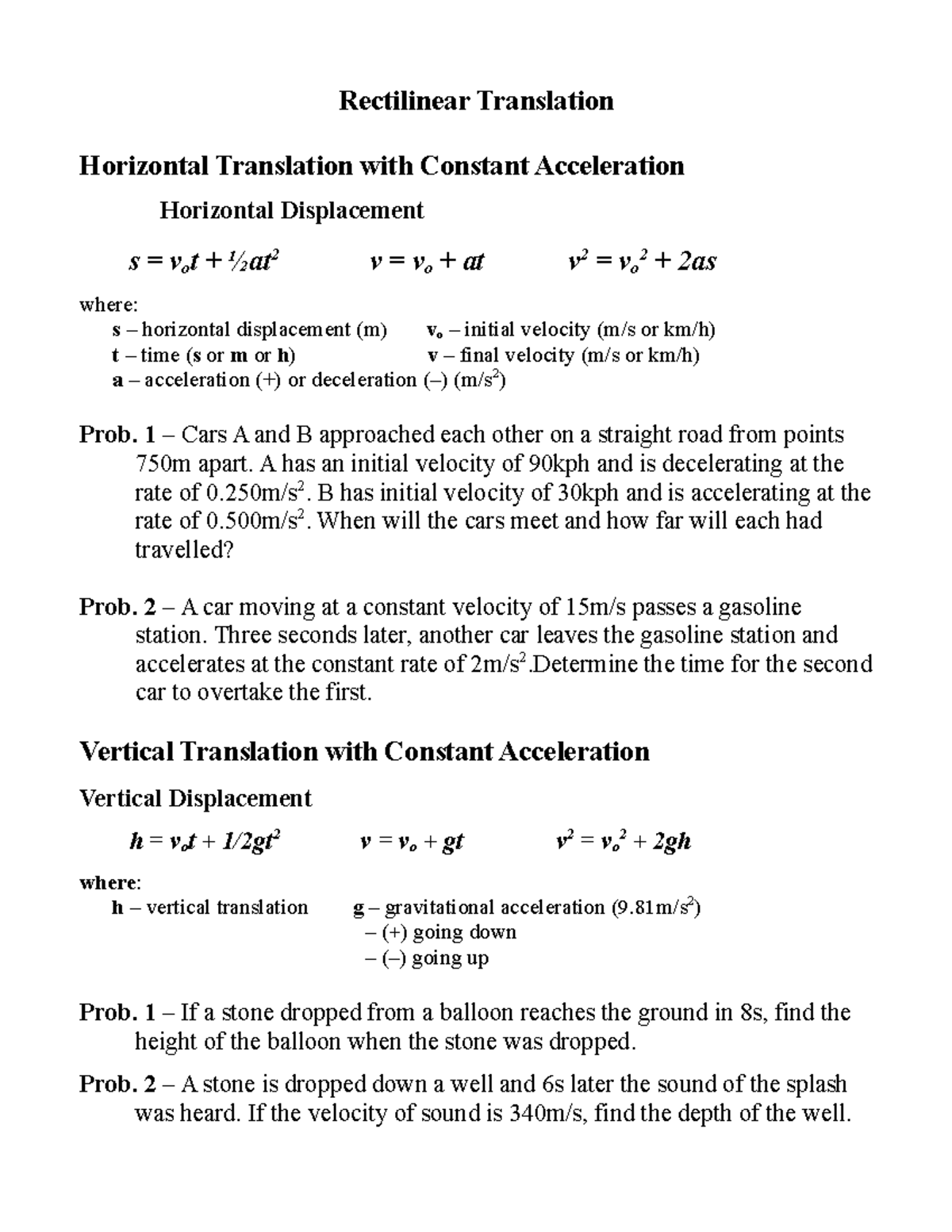 Rectilinear Translation Problems - Rectilinear Translation Horizontal ... image.