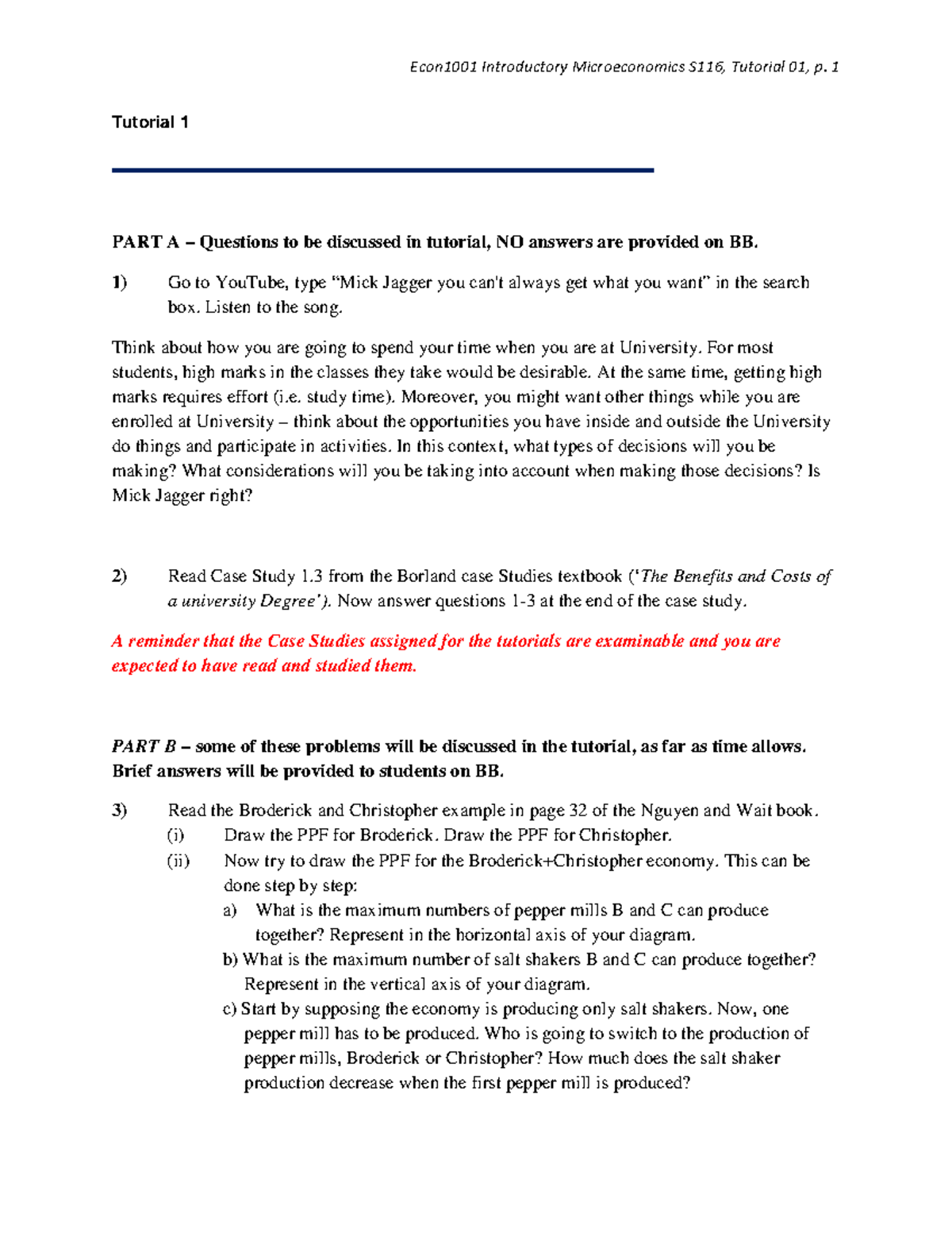 Econ1001 S116 Tutorial 01 - Econ1001 Introductory Microeconomics S116 ...