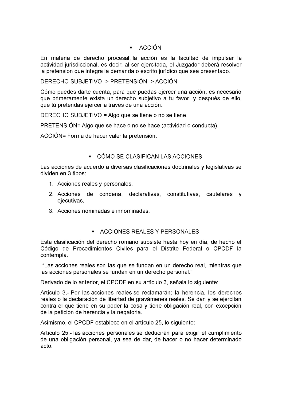 AccióN - ELEMENTOS DE PROCEDIBILIDAD - Derecho Civil - UNAM - Studocu