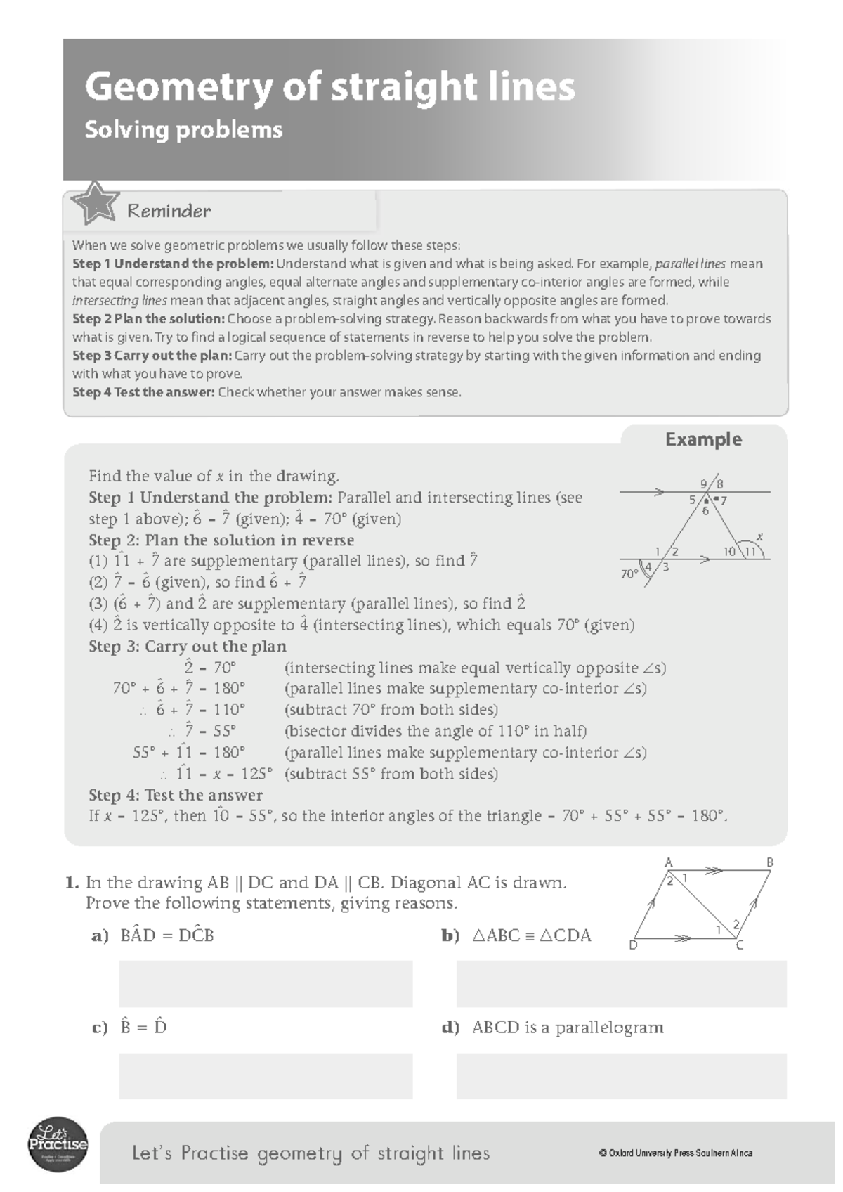 Grade 9 Mathematics Lets Practise Geometry of Straight Lines with OUP ...