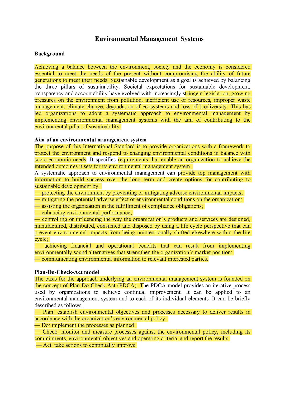 What Do Most Environmental Management Systems Consist Of