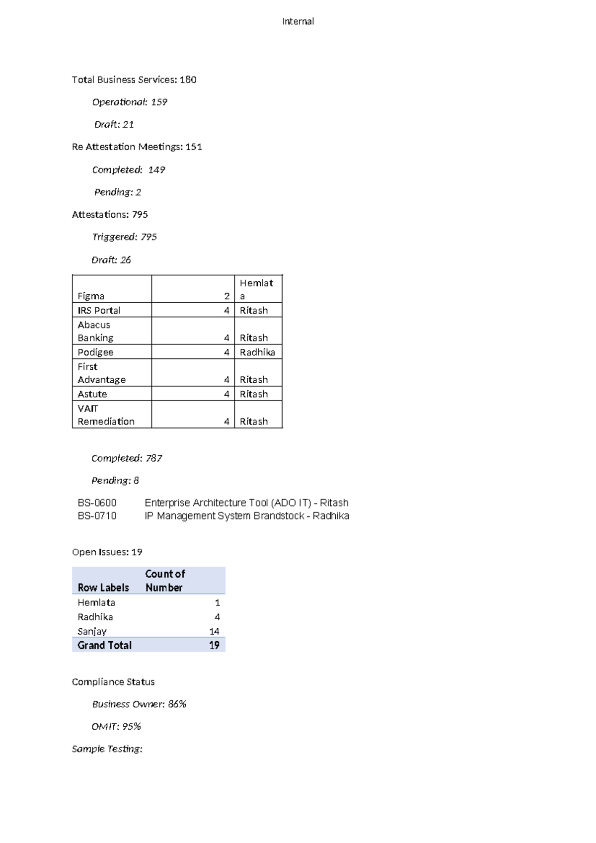 Document 1 (002) - Internal Total Business Services: 180 Operational ...
