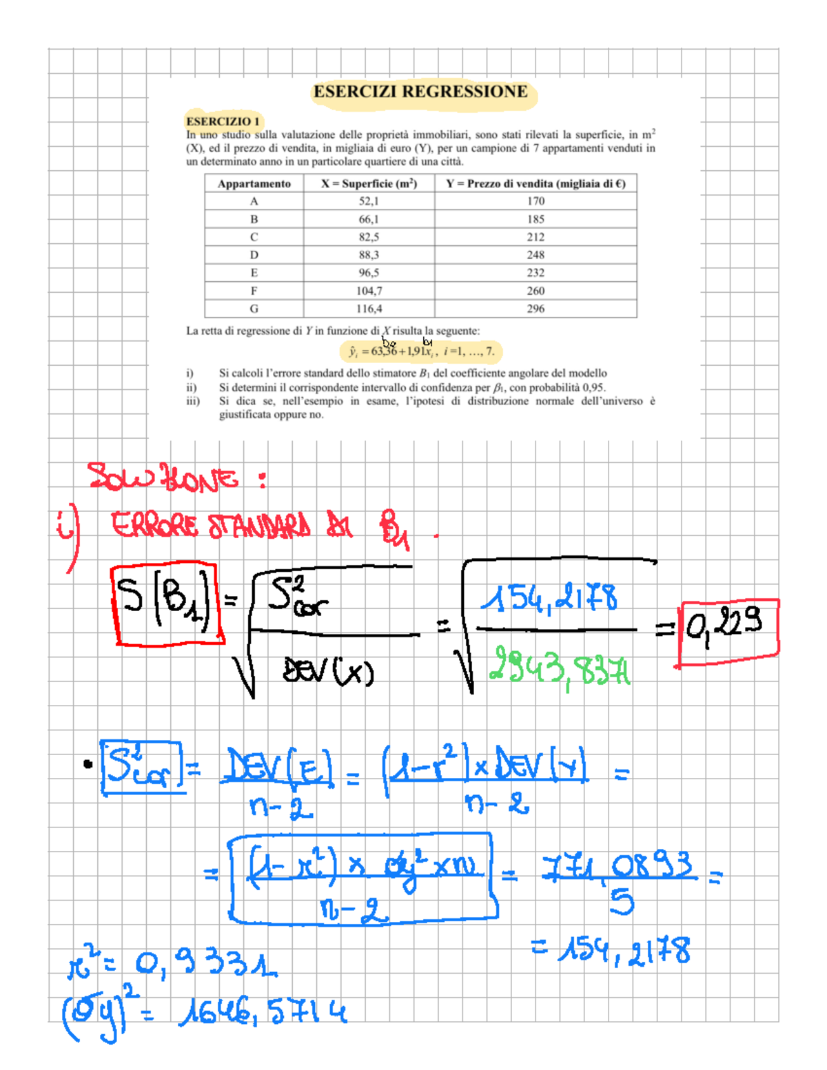 Regressione lineare semplice - Statistica Economica - Studocu