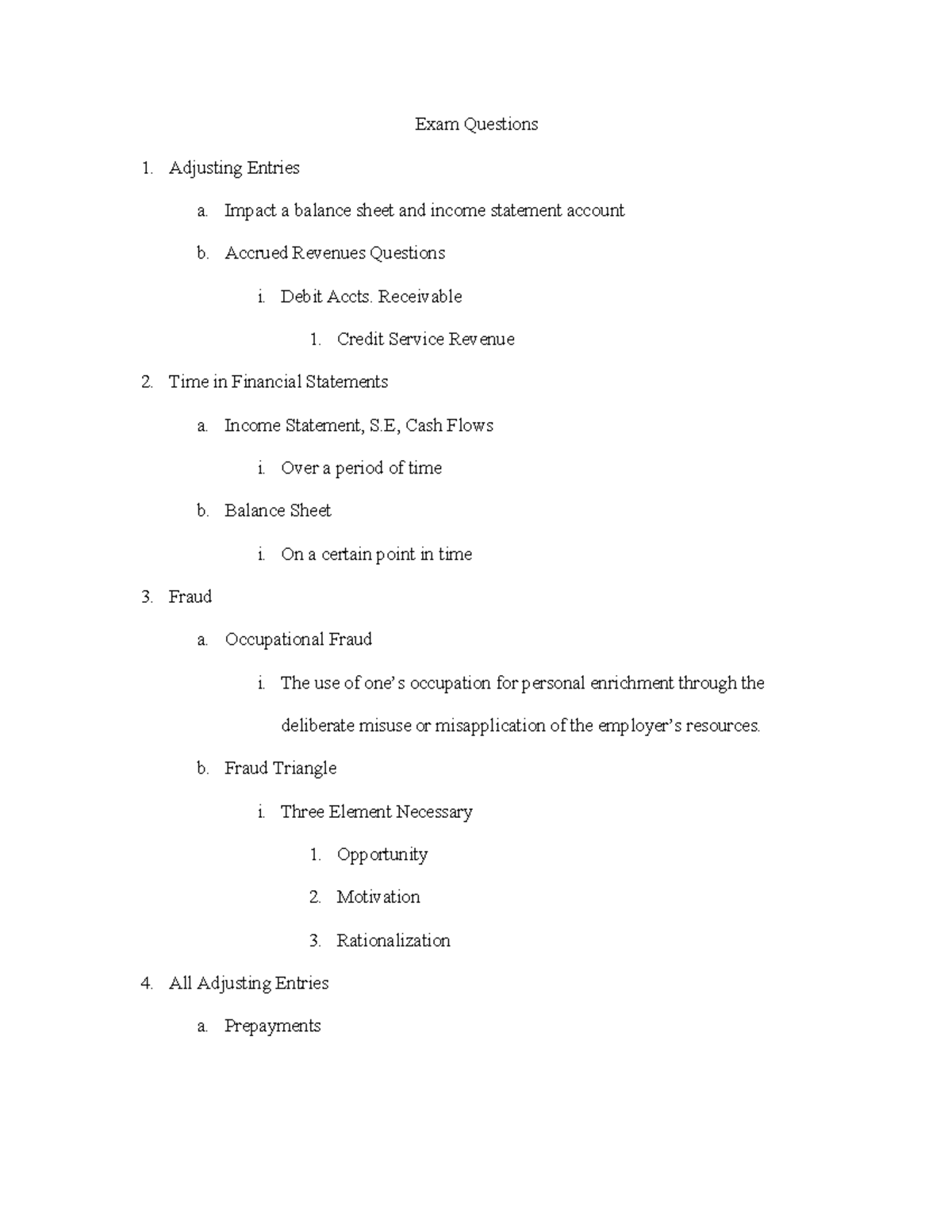 ACCT201A Exam 1 Question - Exam Questions Adjusting Entries A. Impact A ...