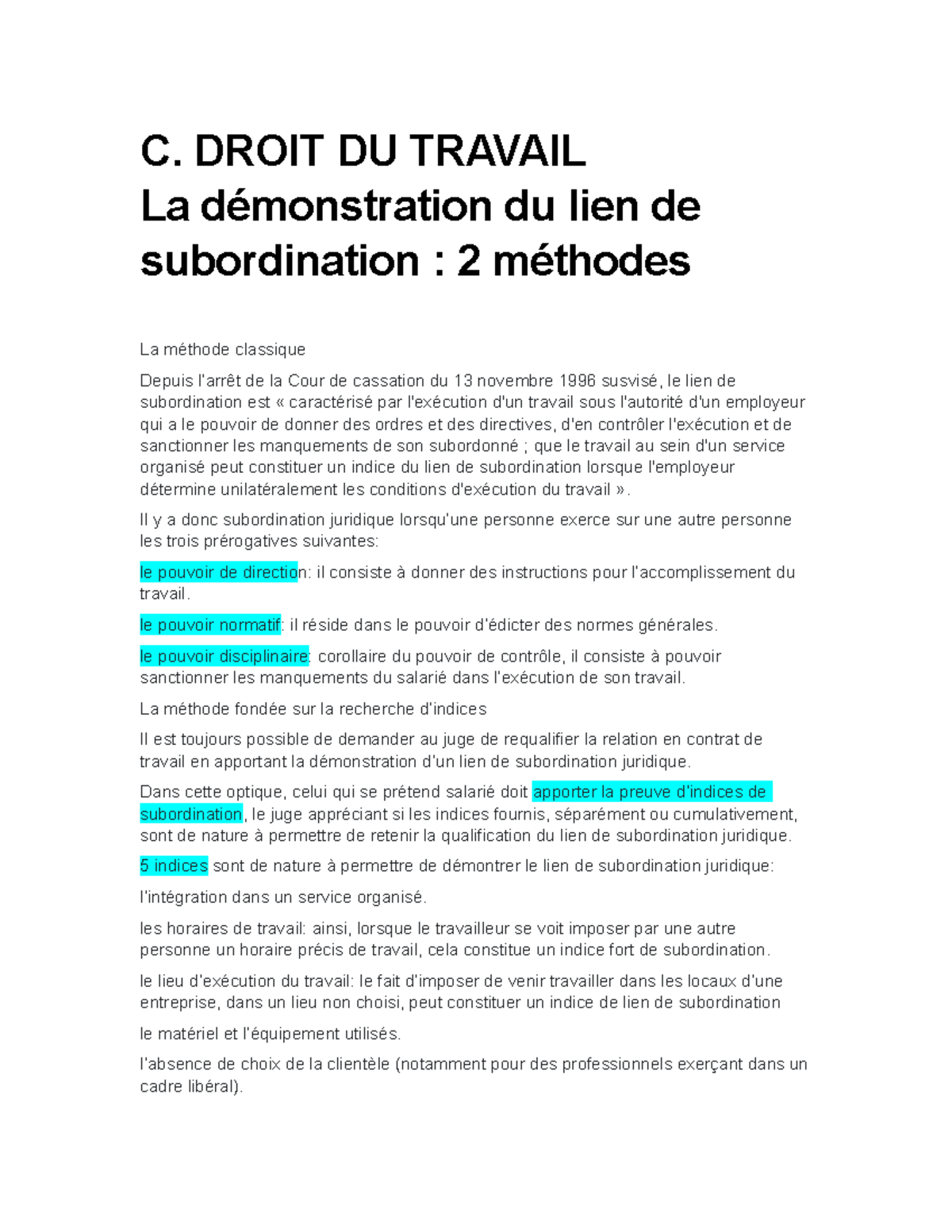 C Droit Du Travail La Démonstration Du Lien De Subordination 2