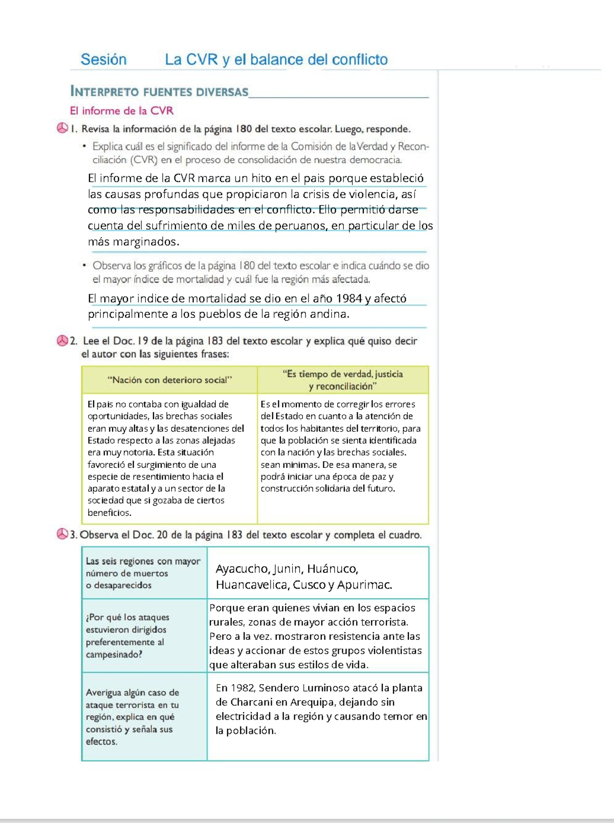 El informe de la CVR marca un hito en el pais porque estableció las ...