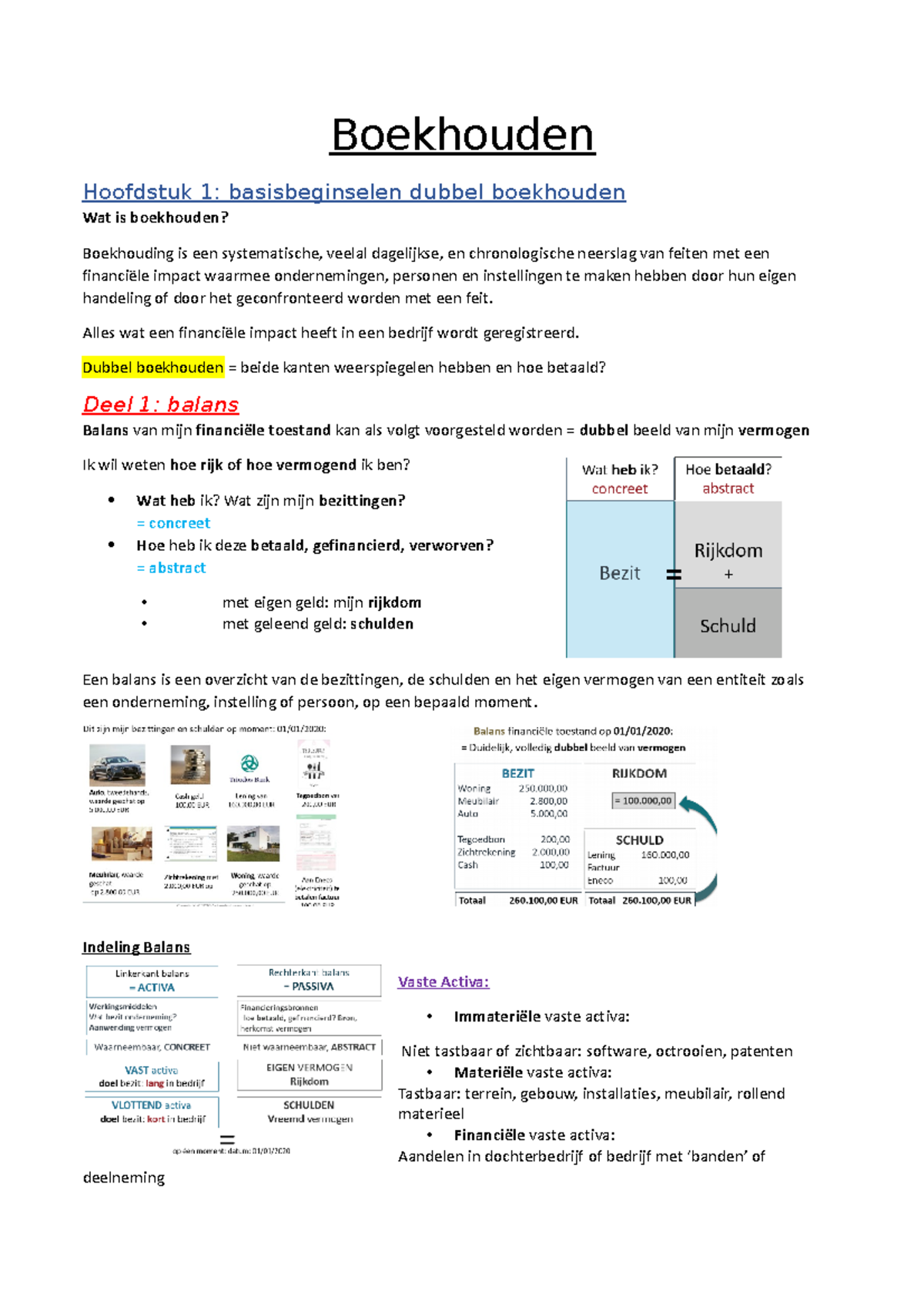 Hoofdstuk 1 Basisbeginselen Dubbel Boekhouden - Boekhouden Hoofdstuk 1 ...