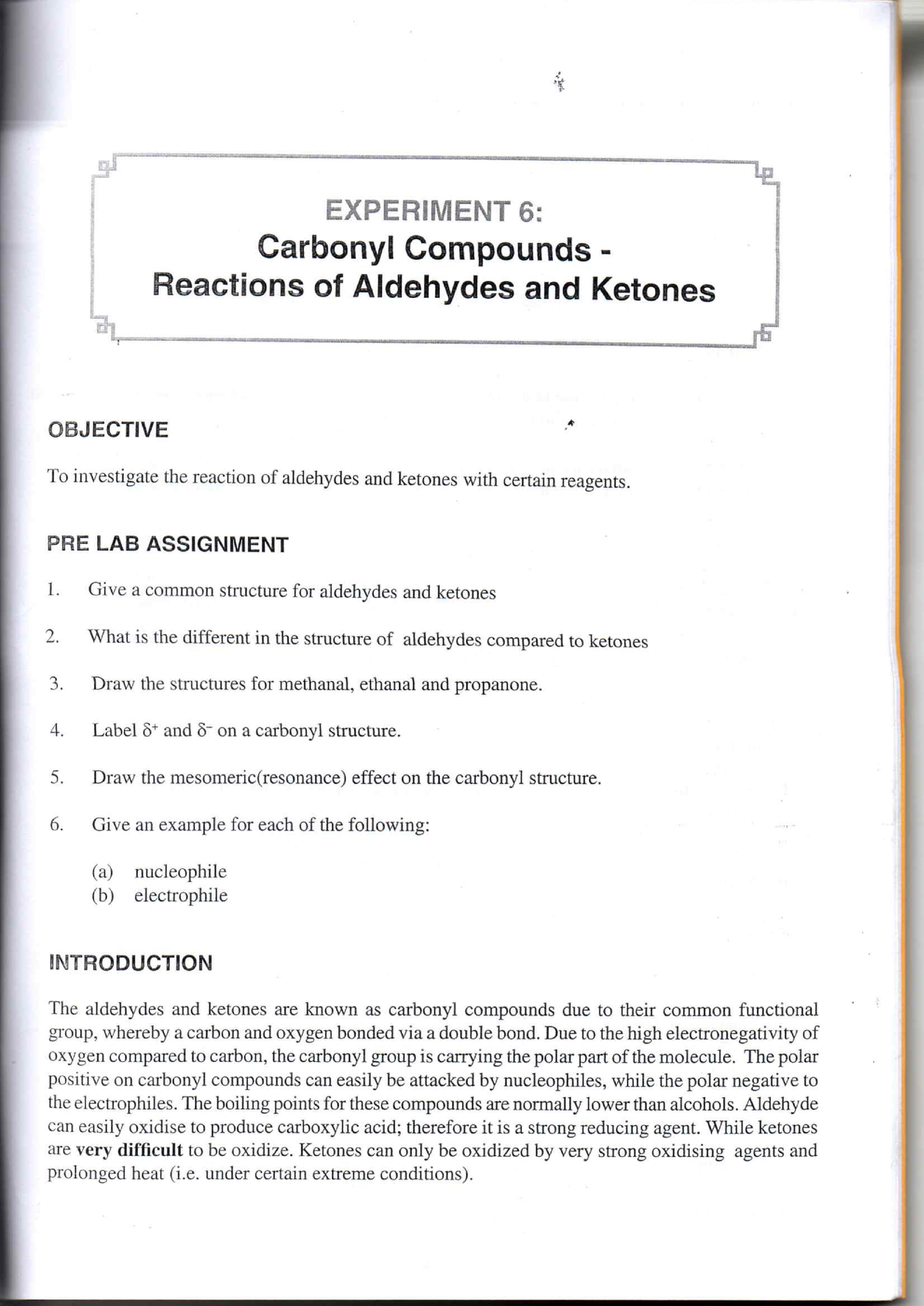 chemistry experiment class 6