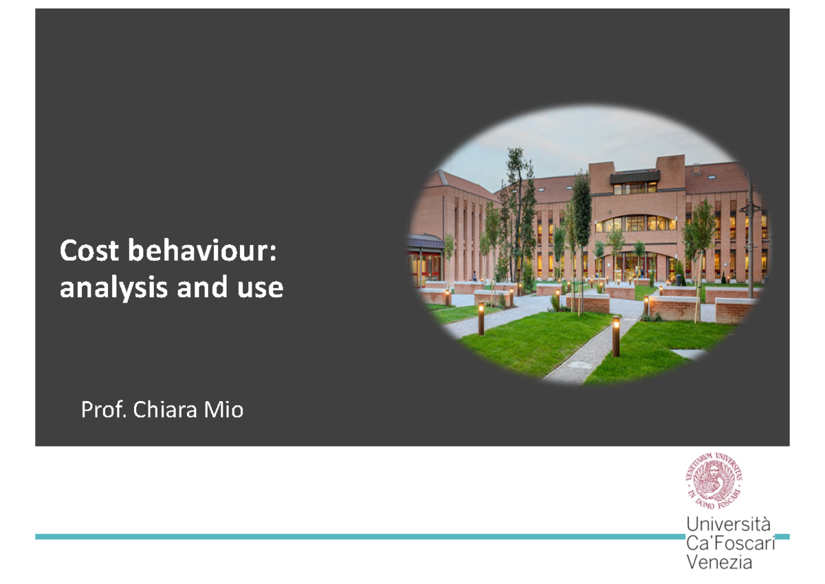 Chapter 3 Cost behaviour - Cost behaviour: analysis and use Prof ...
