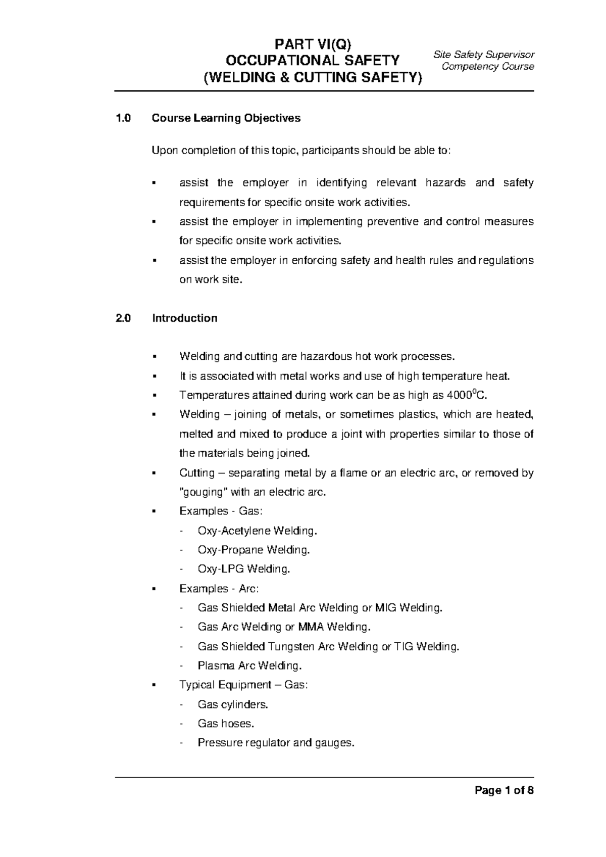 31-Welding and Cutting Safety - OCCUPATIONAL SAFETY (WELDING & CUTTING ...