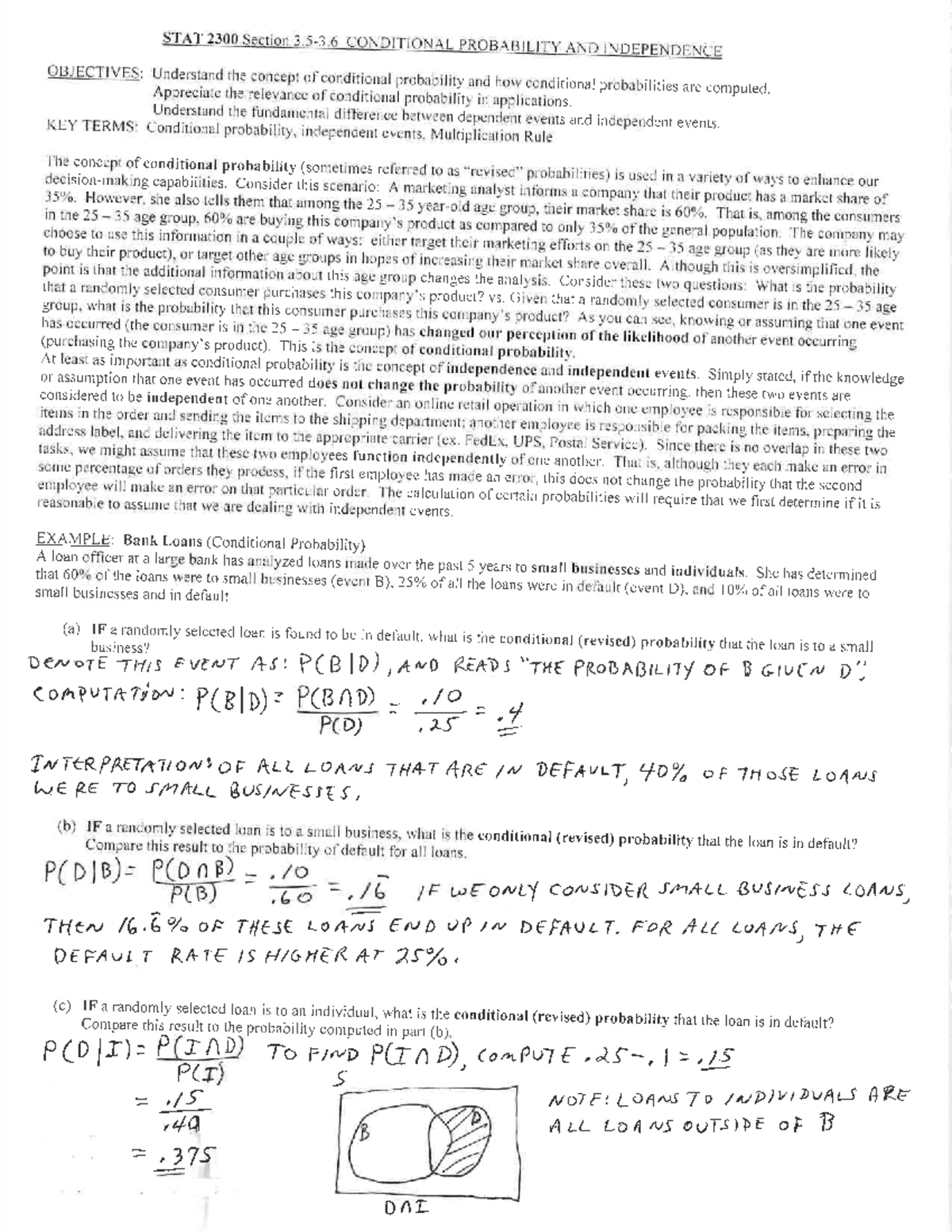 STAT 2300 Lecture Notes 3.5-3.6 - STAT 2300 - Studocu