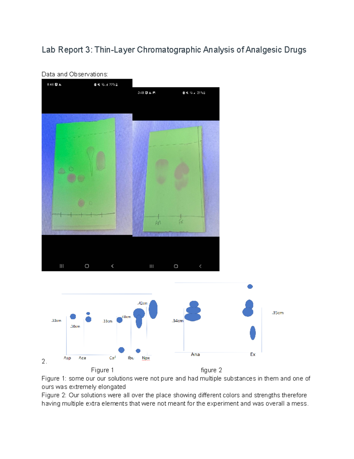 Lab Report 3 Experiment 3 ThinLayer Chromatographic Analysis of