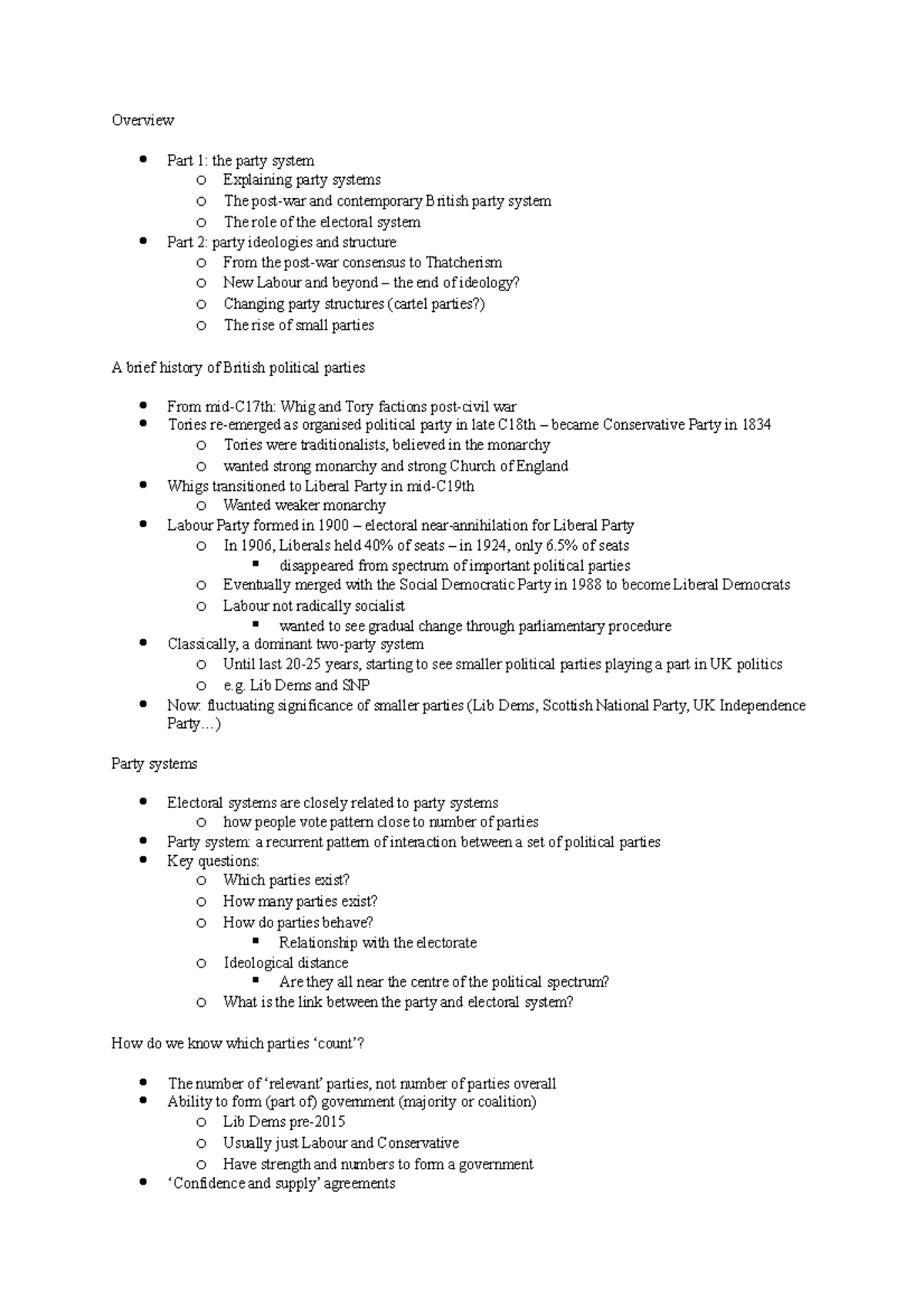 Parties and ideologies in contemporary British politics - Overview Part ...