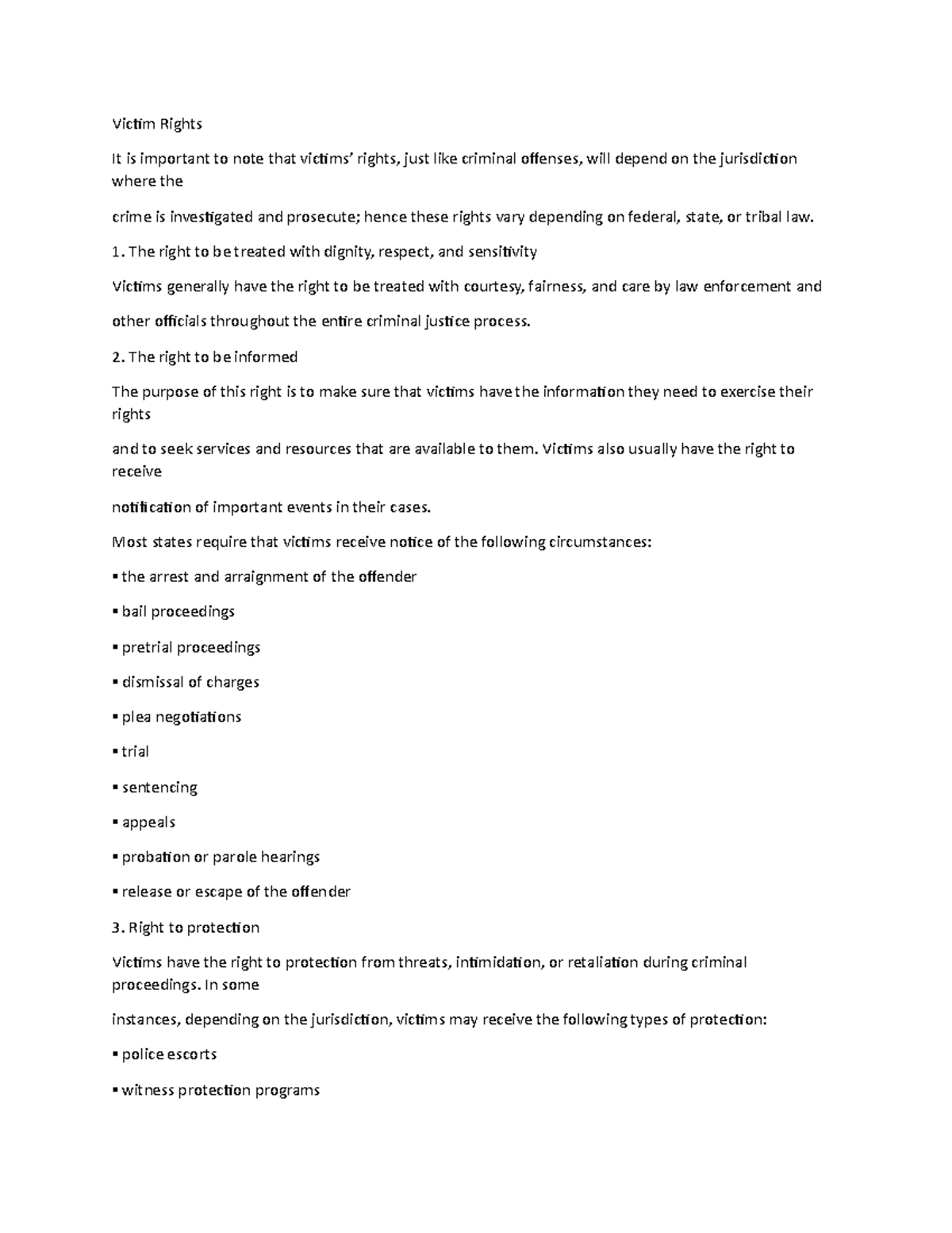 Lecture Notes Human Behavior 2 - Victim Rights It is important to note ...