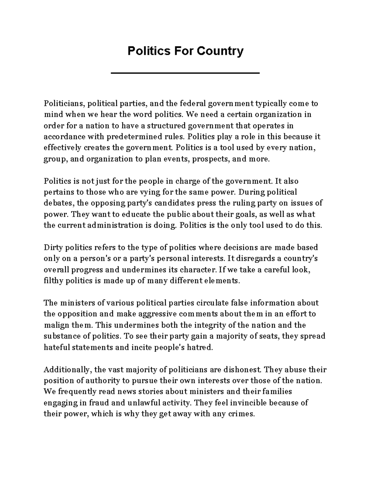 Politics For Country - Politics For Country ...