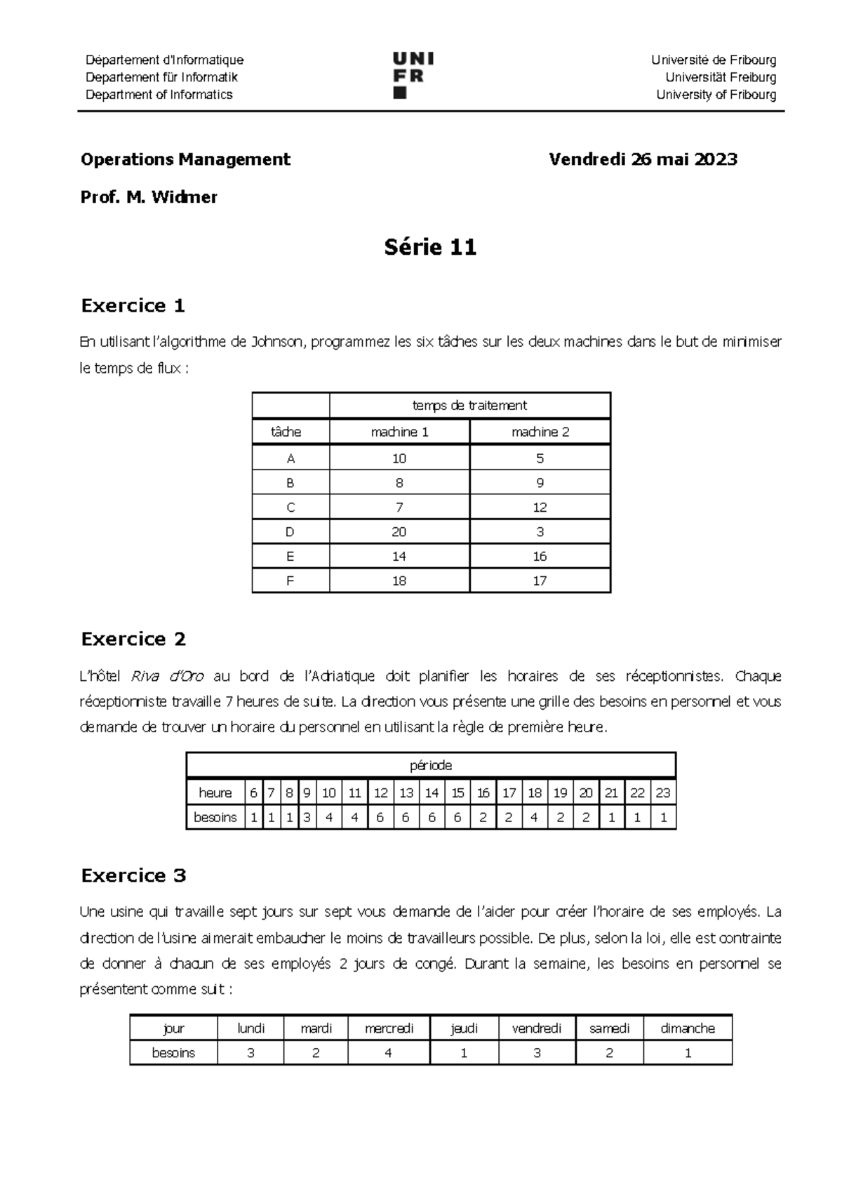 Série 11 - Département d'Informatique Departement für Informatik ...