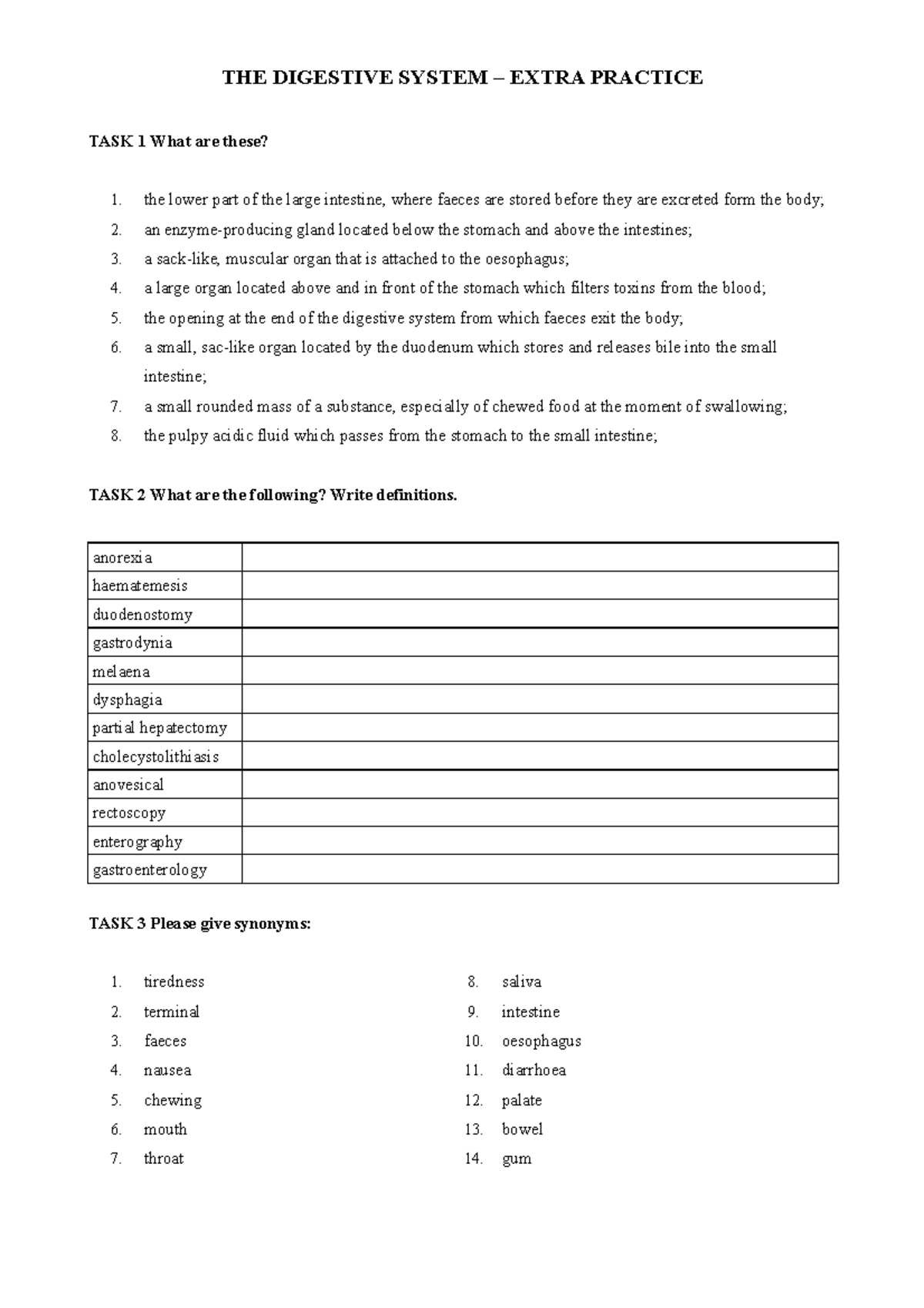 Digestive System Extra Practice - Studocu