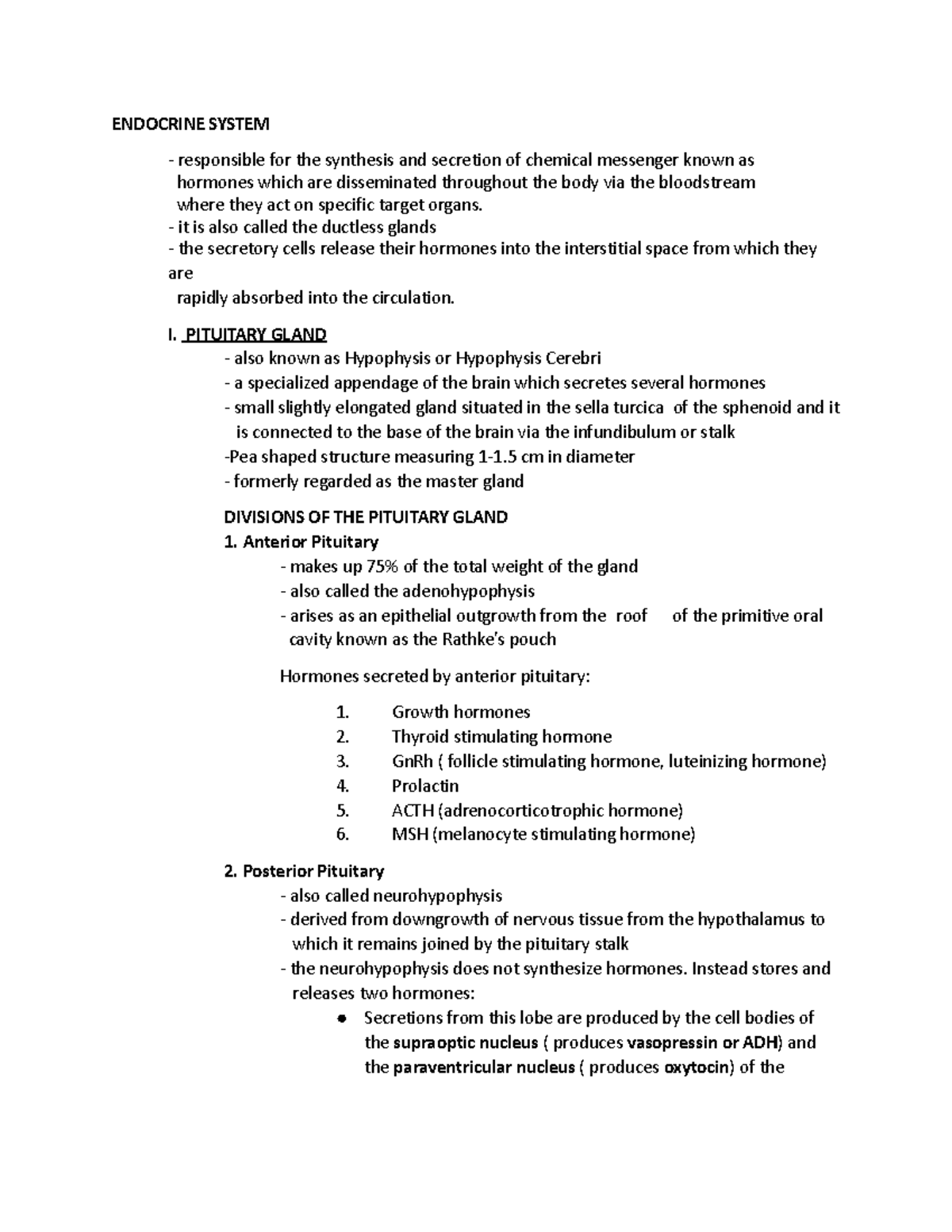 Endocrine System - ENDOCRINE SYSTEM responsible for the synthesis and ...