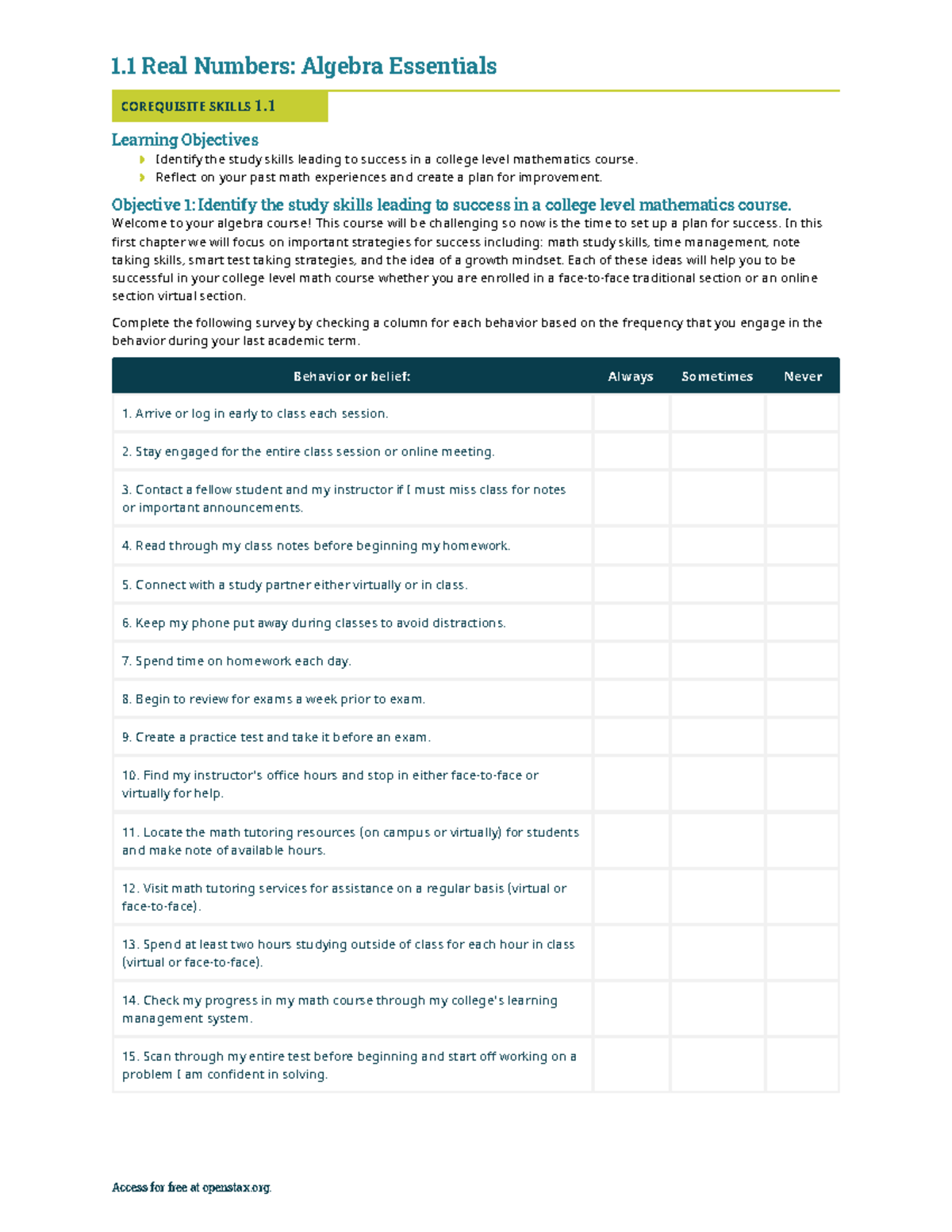 Co Req Skillsheet 1 - Unknown - COREQUISITE SKILLS 1. Learning ...