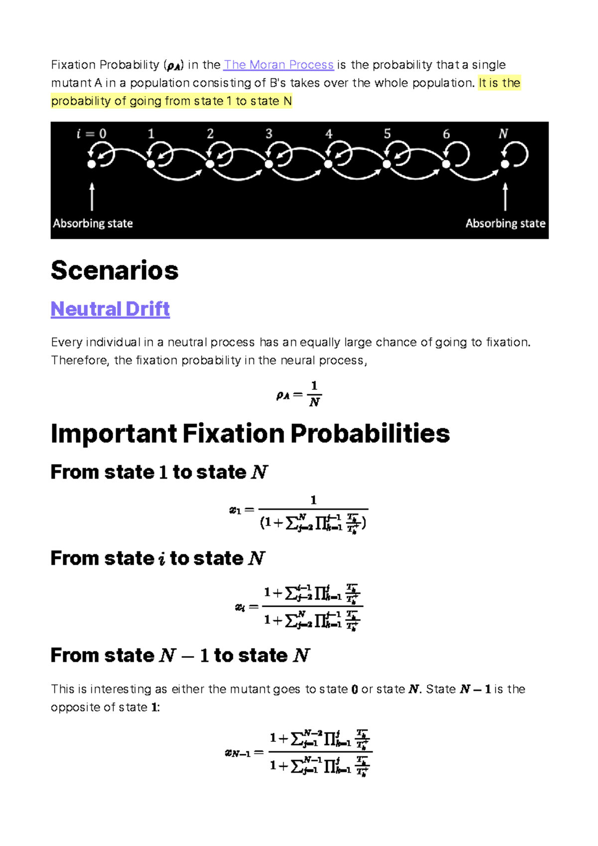 Fixation Probability - College-aantekeningen 2 - Fixation Probability ...