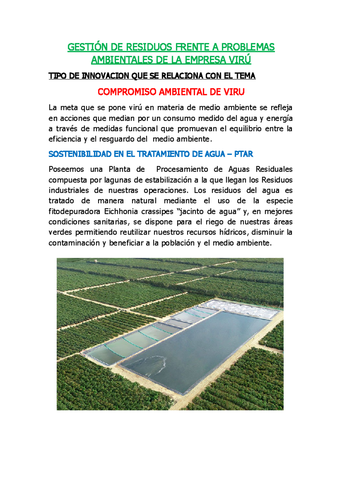 Gestión DE Residuos Frente A Problemas Ambientales DE LA Empresa VIRÚ ...
